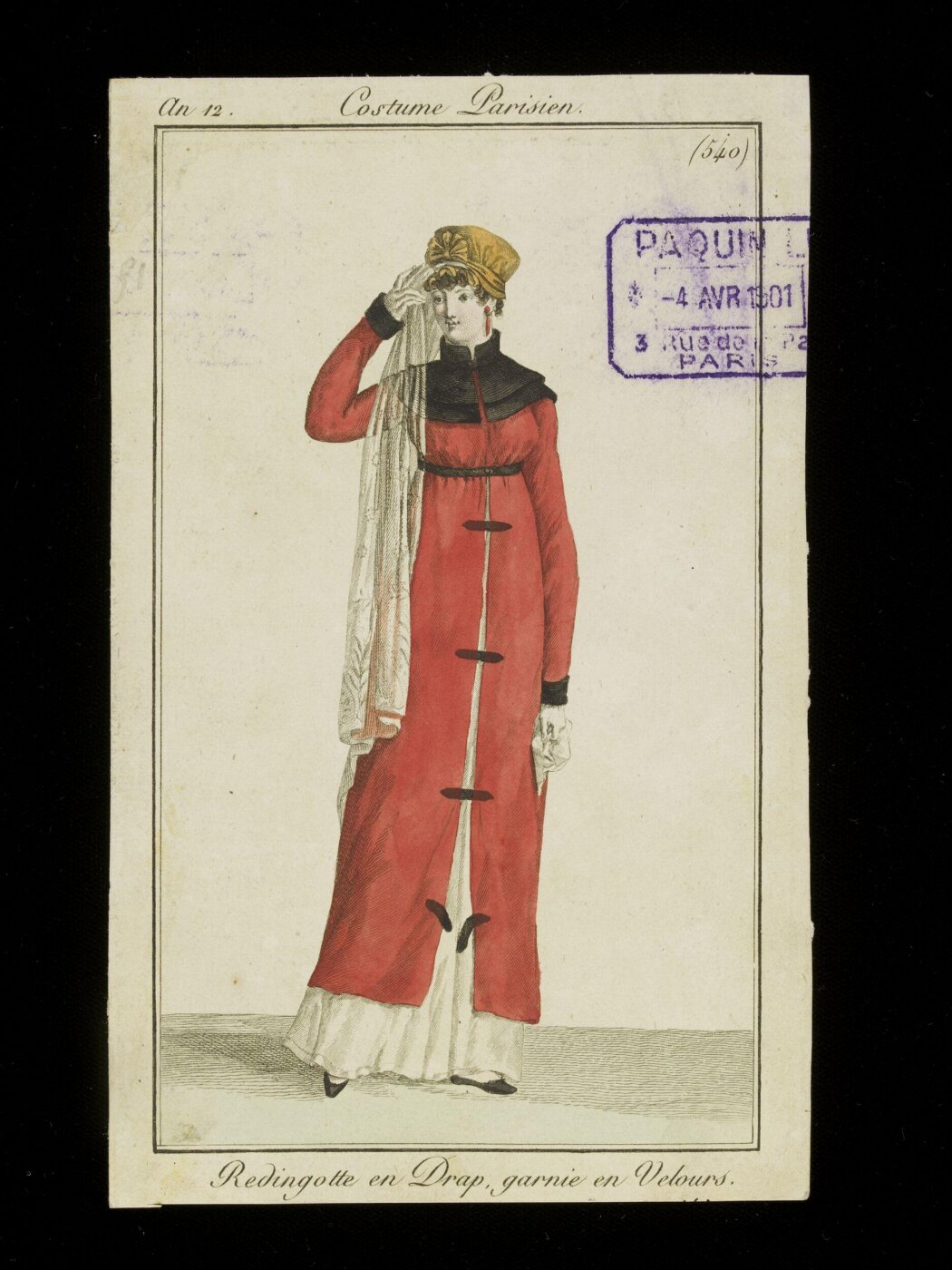 Unknown, Redingote en Drap, Garniture en Velours