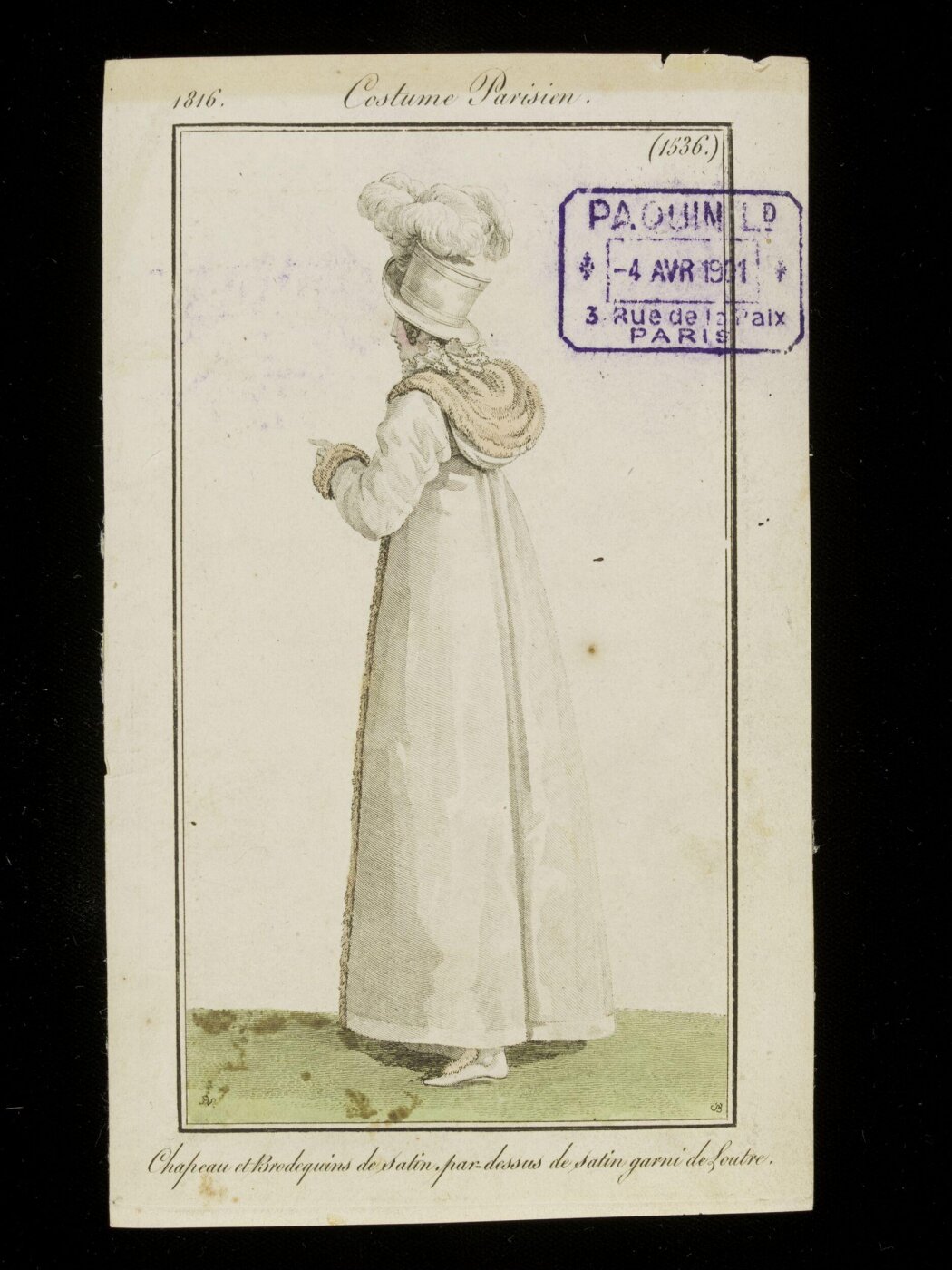 Unknown, Chapeau et Brodequins de Satin. par-dessus de satin garni de Loutre