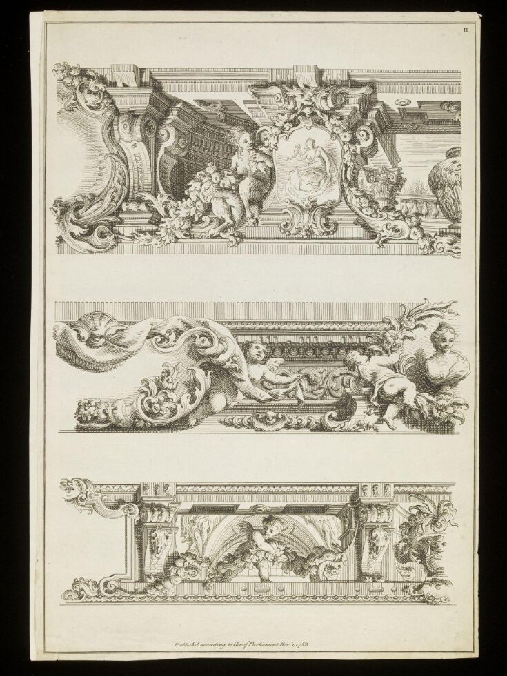A New Book of Ornaments Consisting of Compartment Decorations of Theaters, Ceilings, Chimney Pieces, Doors, Windows and other Beautyful Forms Useful to Painters, Carvers, Engravers, &c. top image
