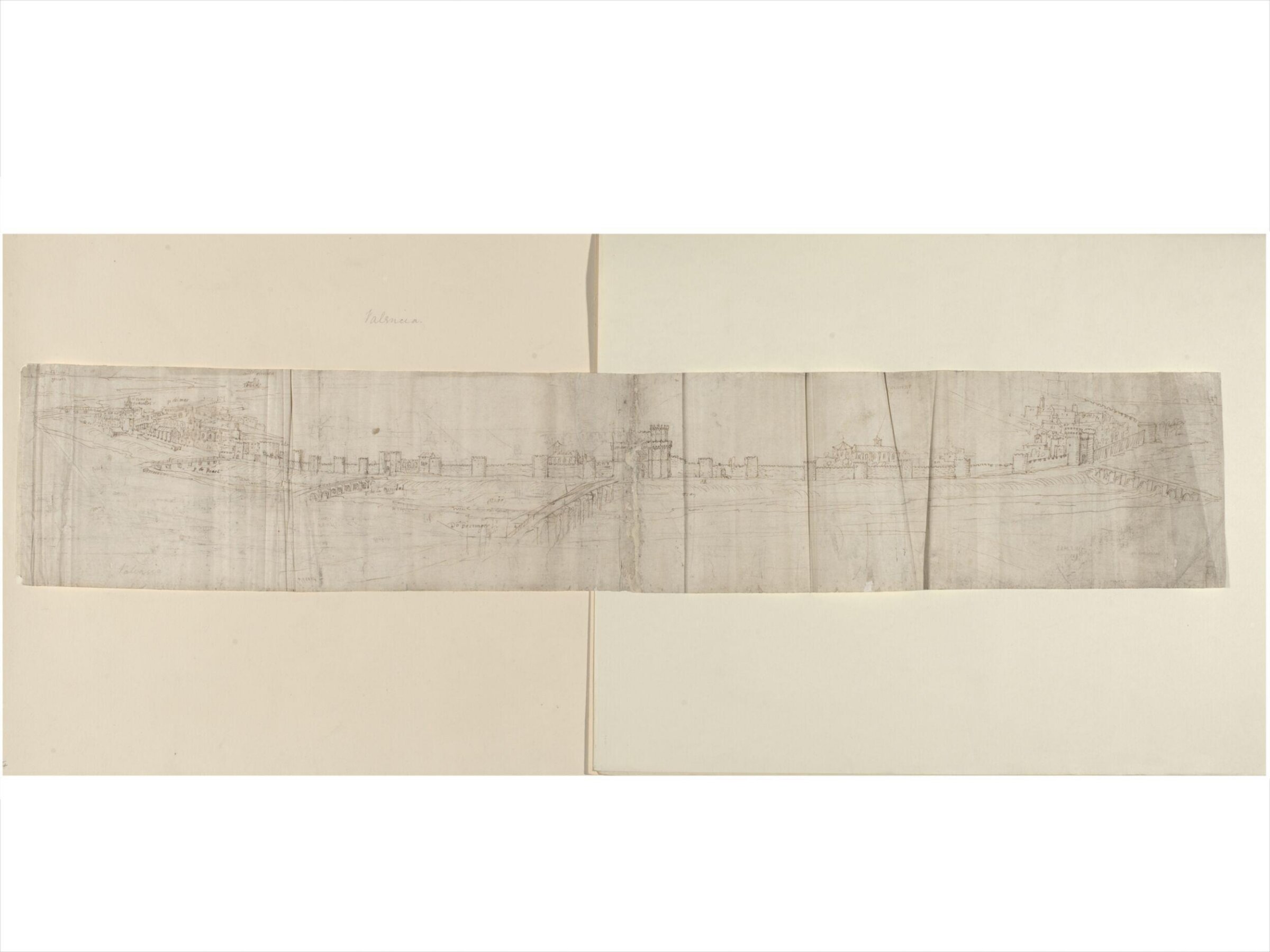 Recto: Panormaic View of Valencia, Anton van den Wyngaerde, 1563