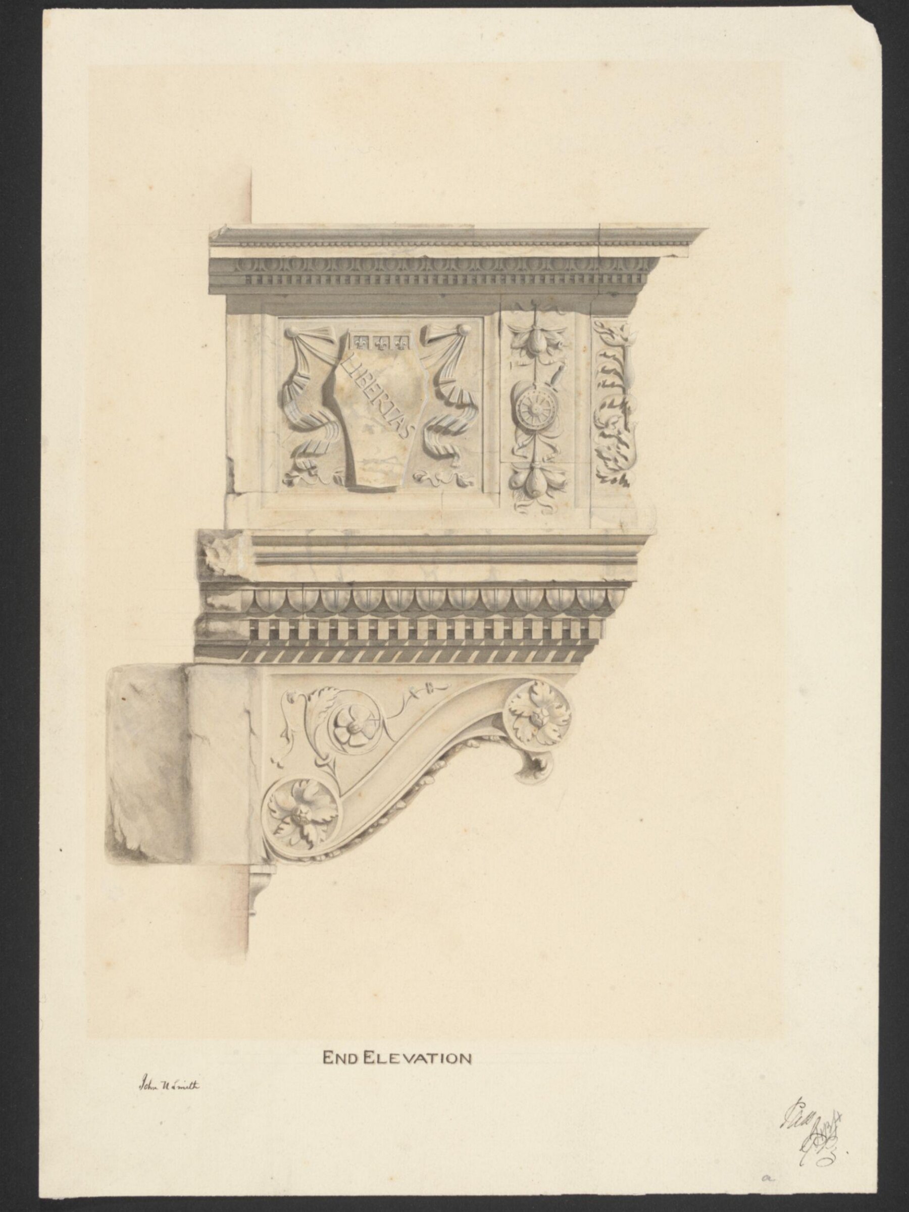 Drawing of the cantoria of Santa Maria Novella, Florence, John N. Smith, ca.1860-80