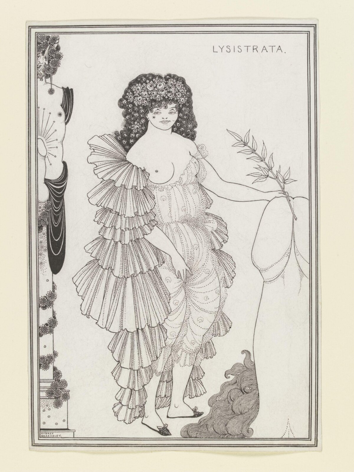 Lysistrata shielding her coynte, Beardsley, 1896