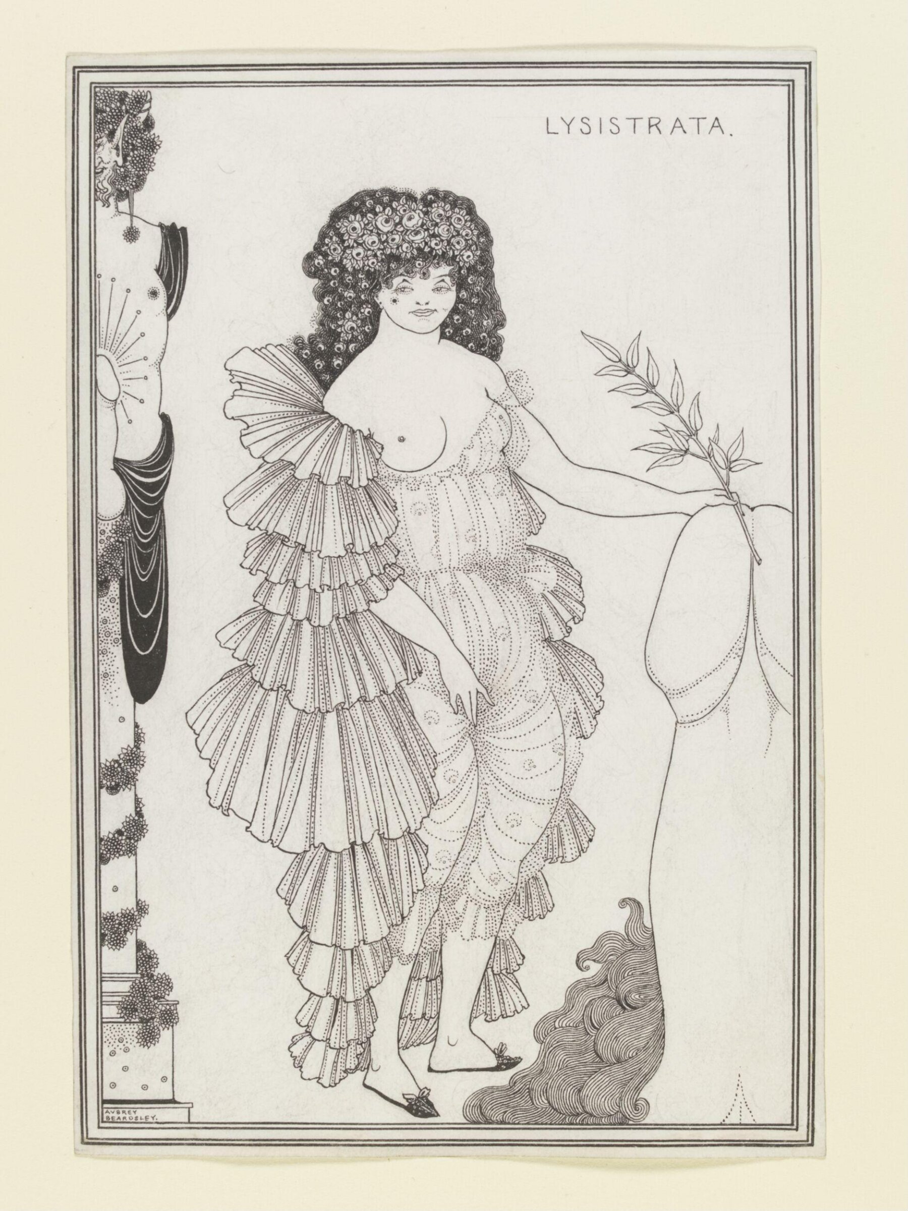 Lysistrata shielding her coynte, Beardsley, 1896