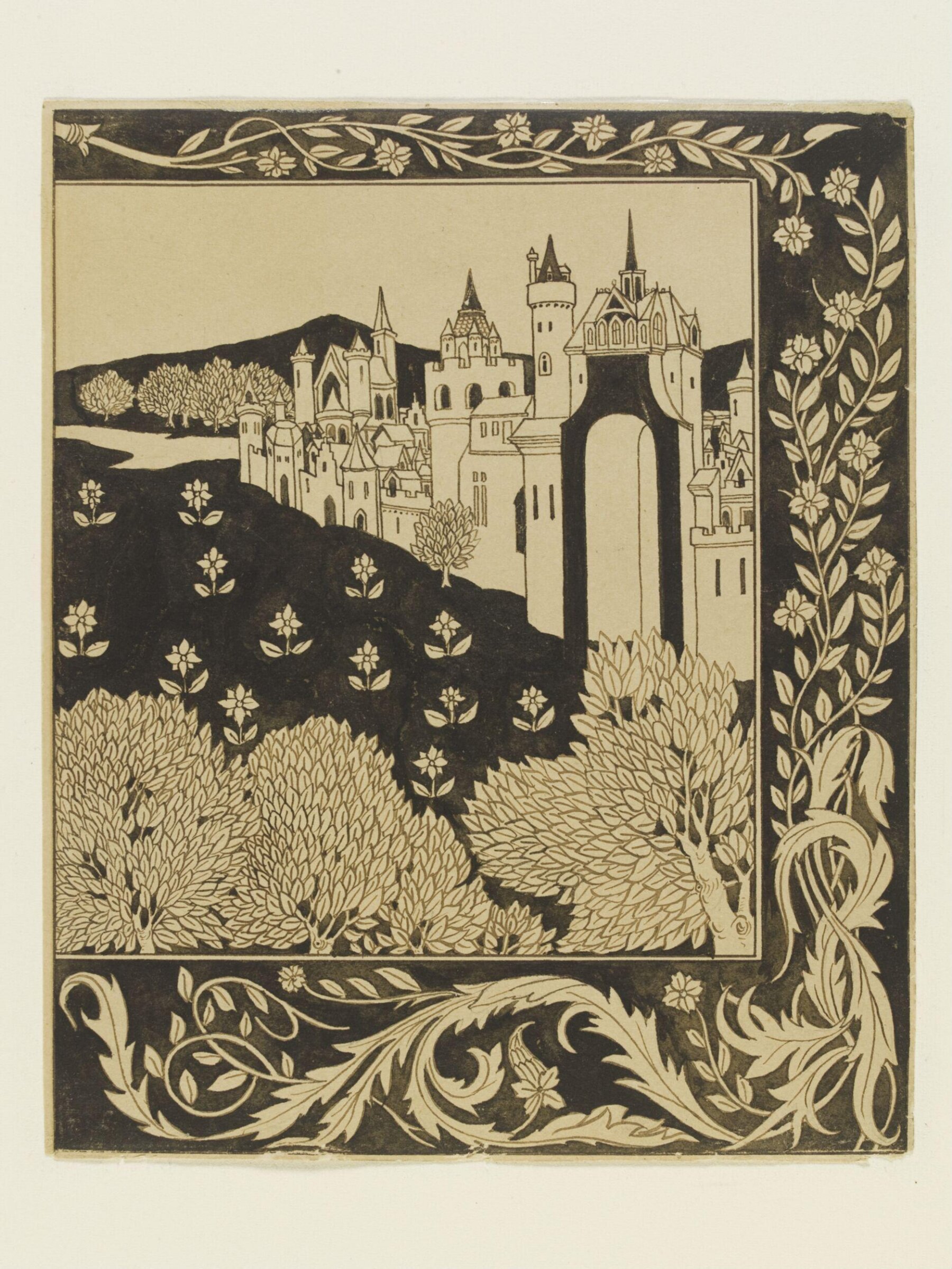 How Queen Guenevere rode on Maying, one of two drawings for a double page illustration to Thomas Malory’s <i>Le Morte Darthur</i>, Aubrey Vincent Beardsley, ca.1893-4