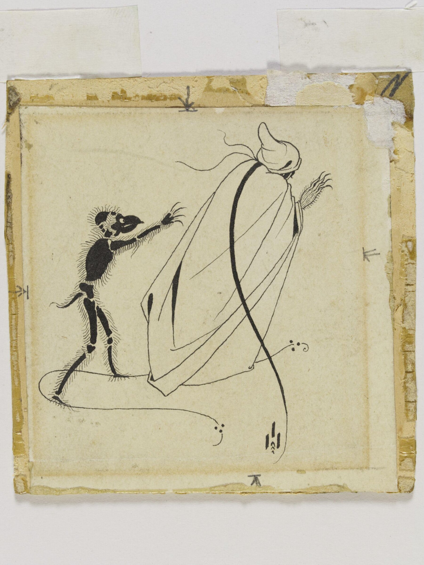 Grotesque reaching for a Cloaked Figure, Aubrey Beardsley, late 1892