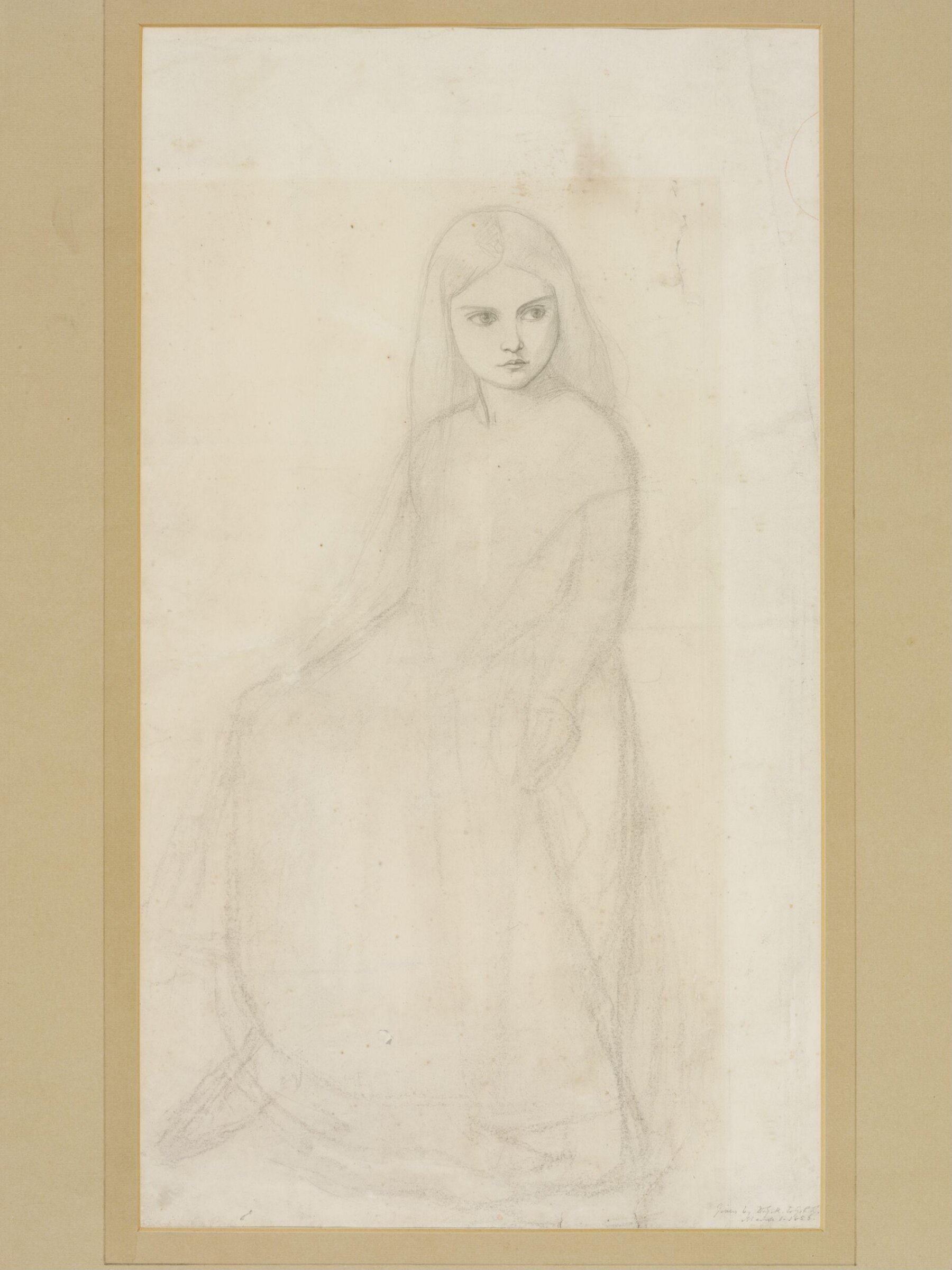 Drawing of a dancing girl: study for 'The Borgia Family', a watercolour at Tullie House Museum, Carlisle, Dante Gabriel Rossetti, ca.1850