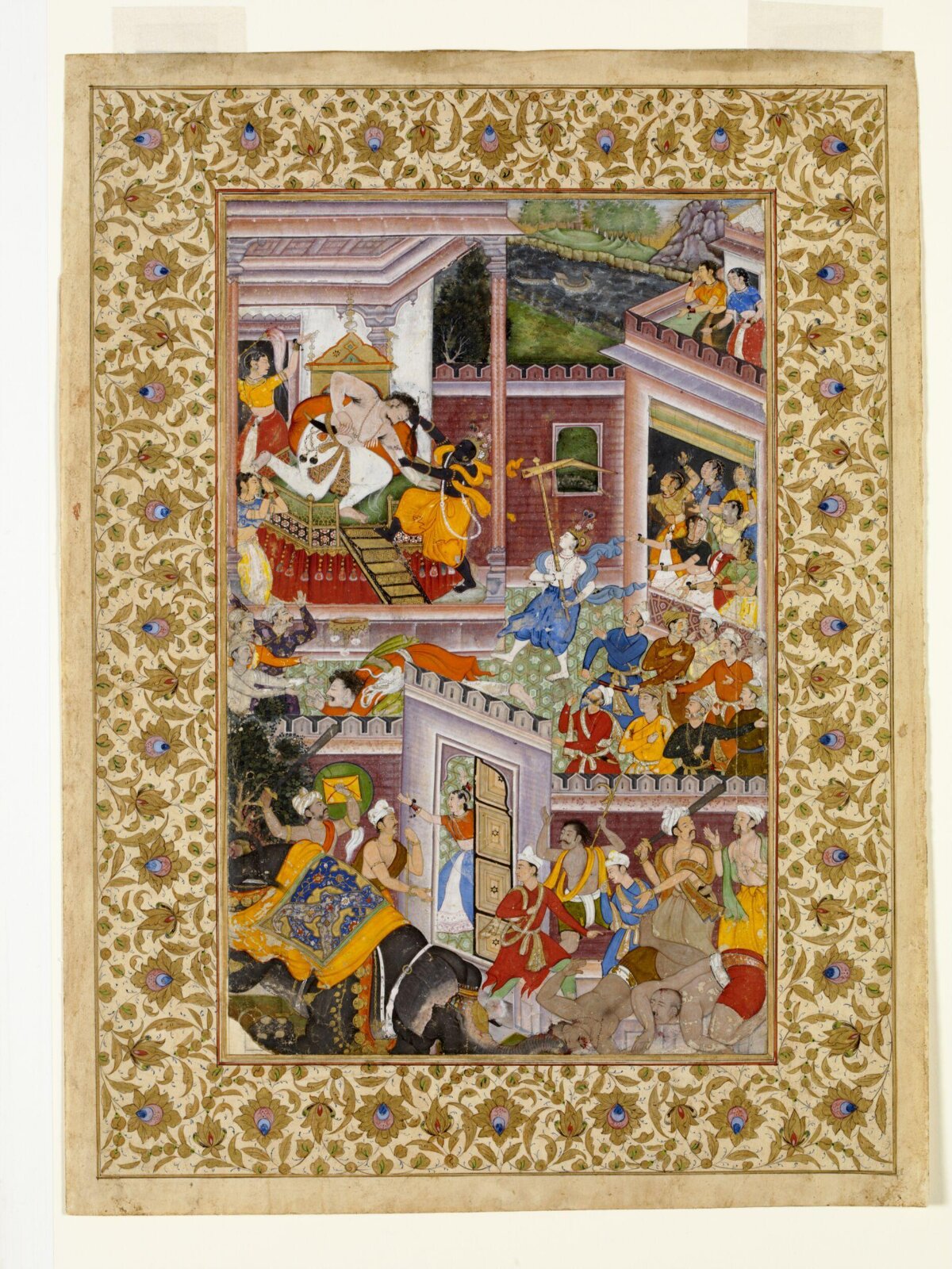 Krishna kills his uncle, the tyrant ruler Kamsa, ca. 1590