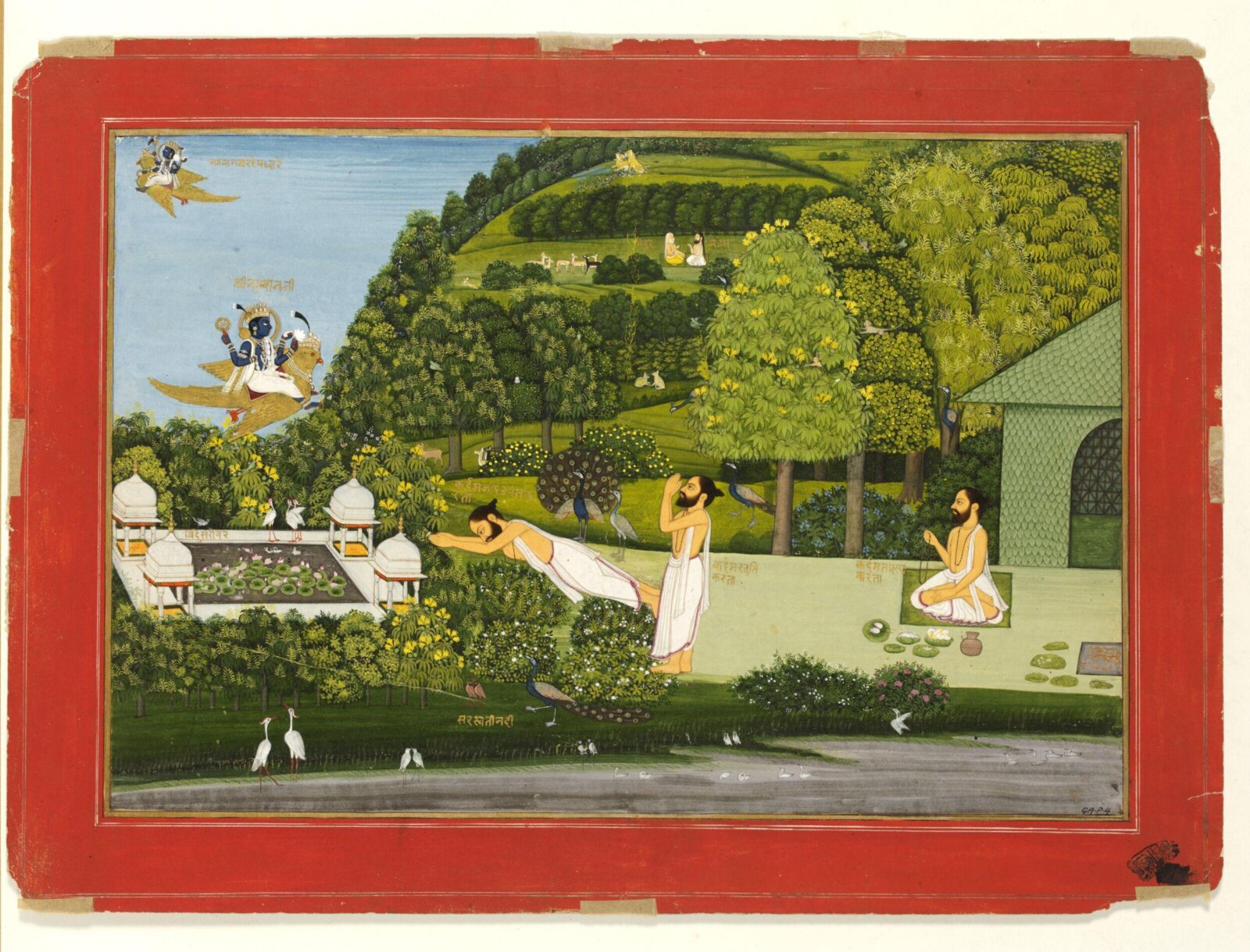 A yogi worshipping Vishnu on Garuda, ca. 1800