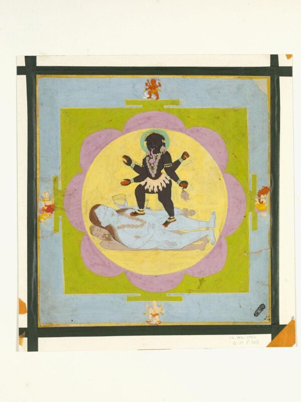 Kali standing on Shiva
