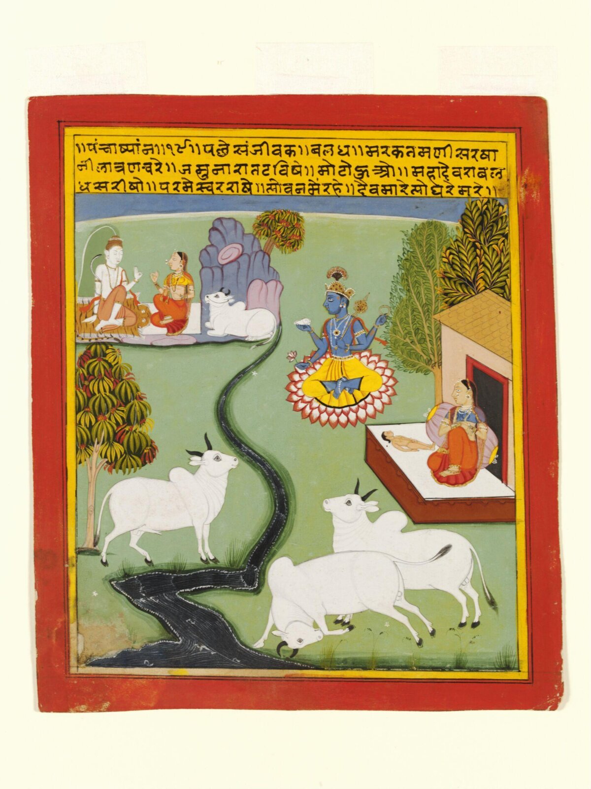 Shiva, Parvati, Nandi and Krishna, late 17th century