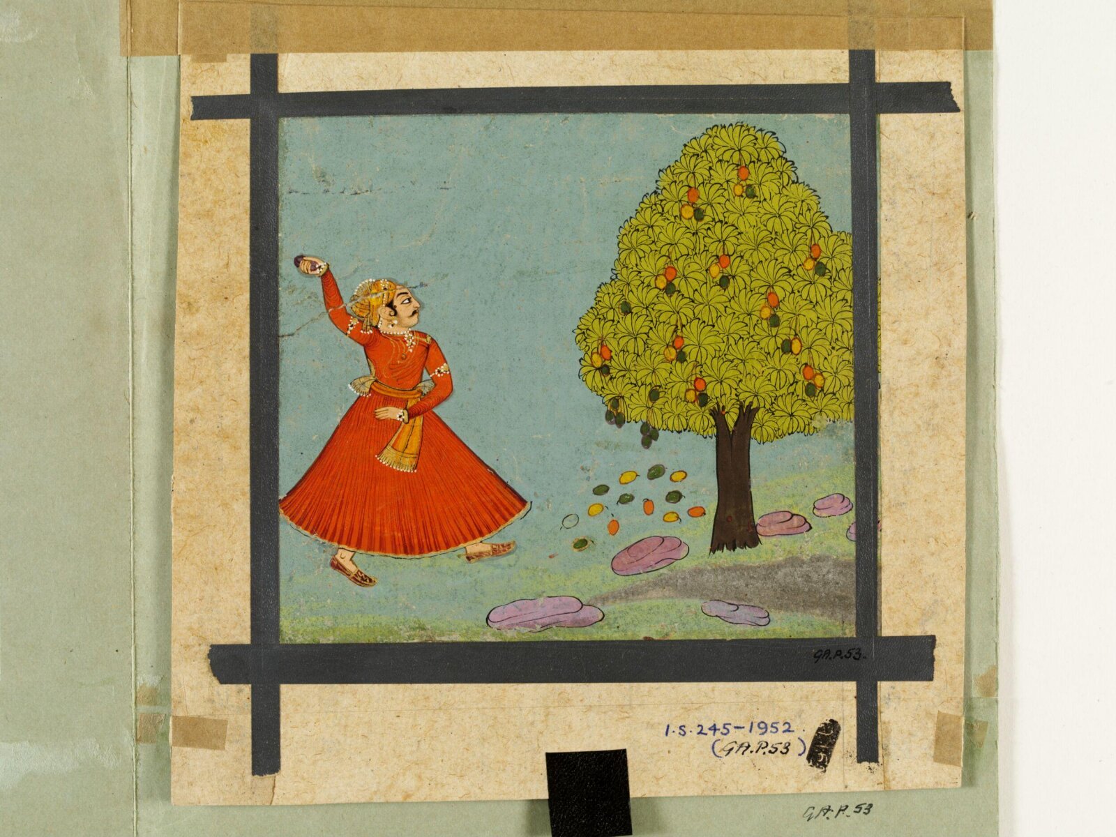 A man hurling stones at a mango tree., ca. 1850