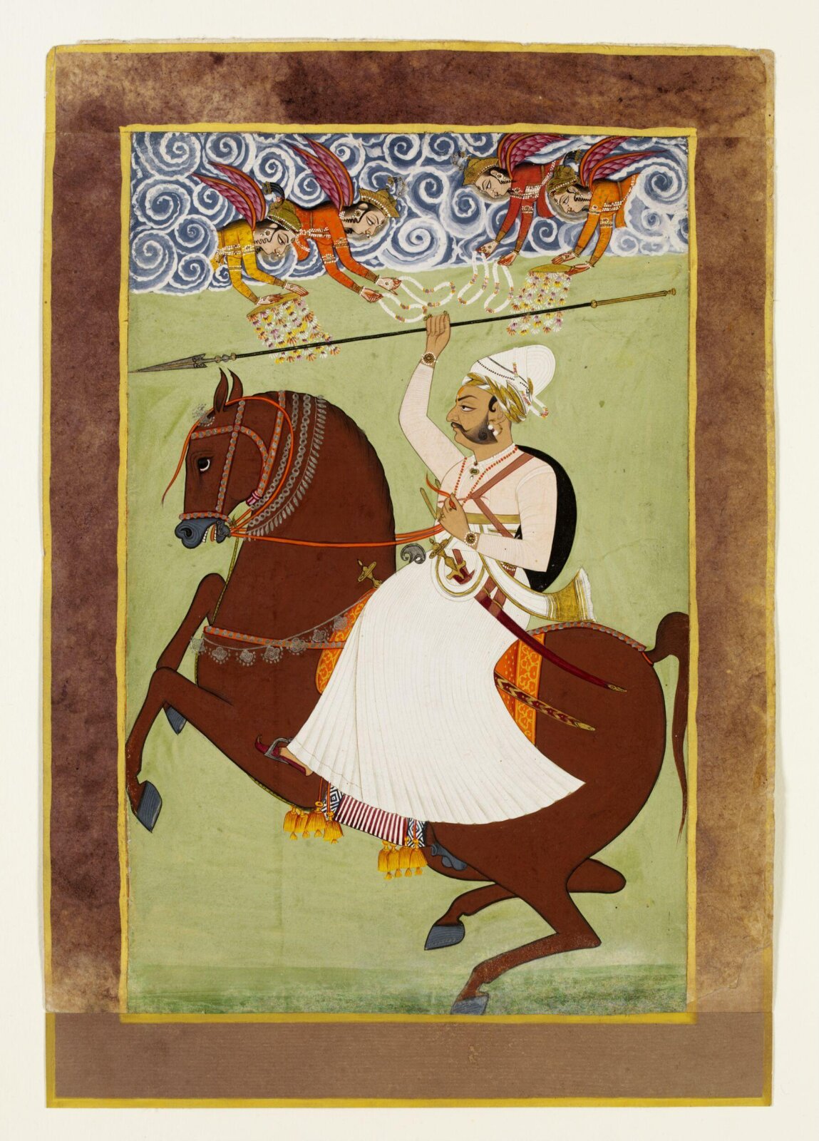 Equestrian portrait with angels, early 19th century