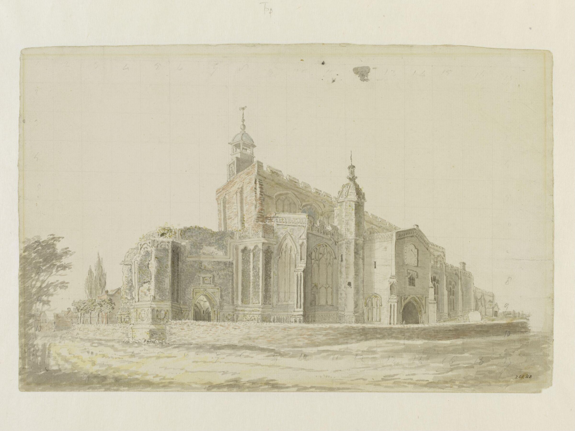 East Bergholt Church: the exterior from the south west, John Constable, ca. 1796-9