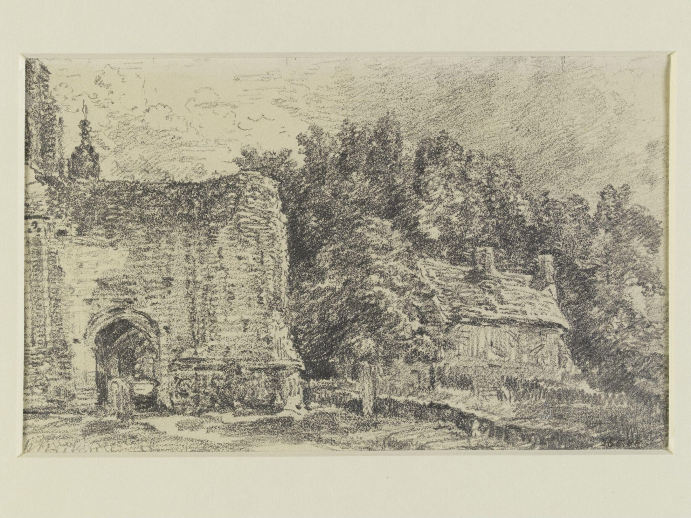 East Bergholt Church: ruined tower from the north, Constable, c. 1817