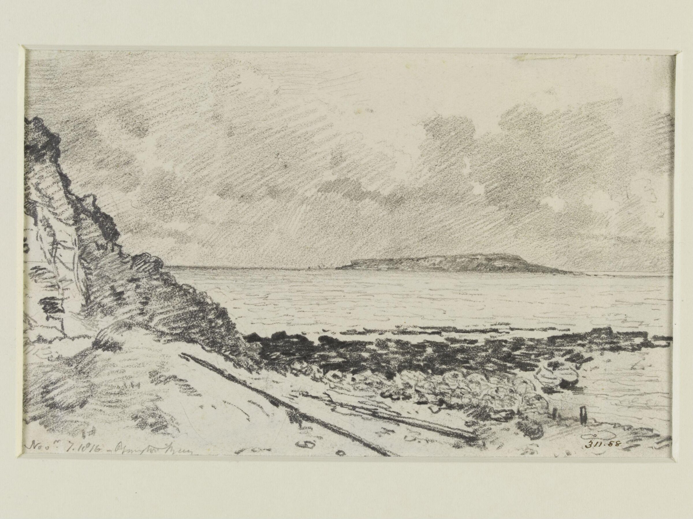 Osmington Bay, with Portland Island in the distance., Constable, 1816, November 7