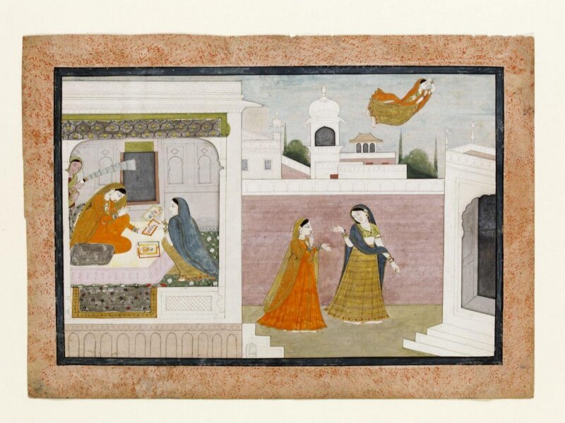 Usha viewing the portrait of Aniruddha