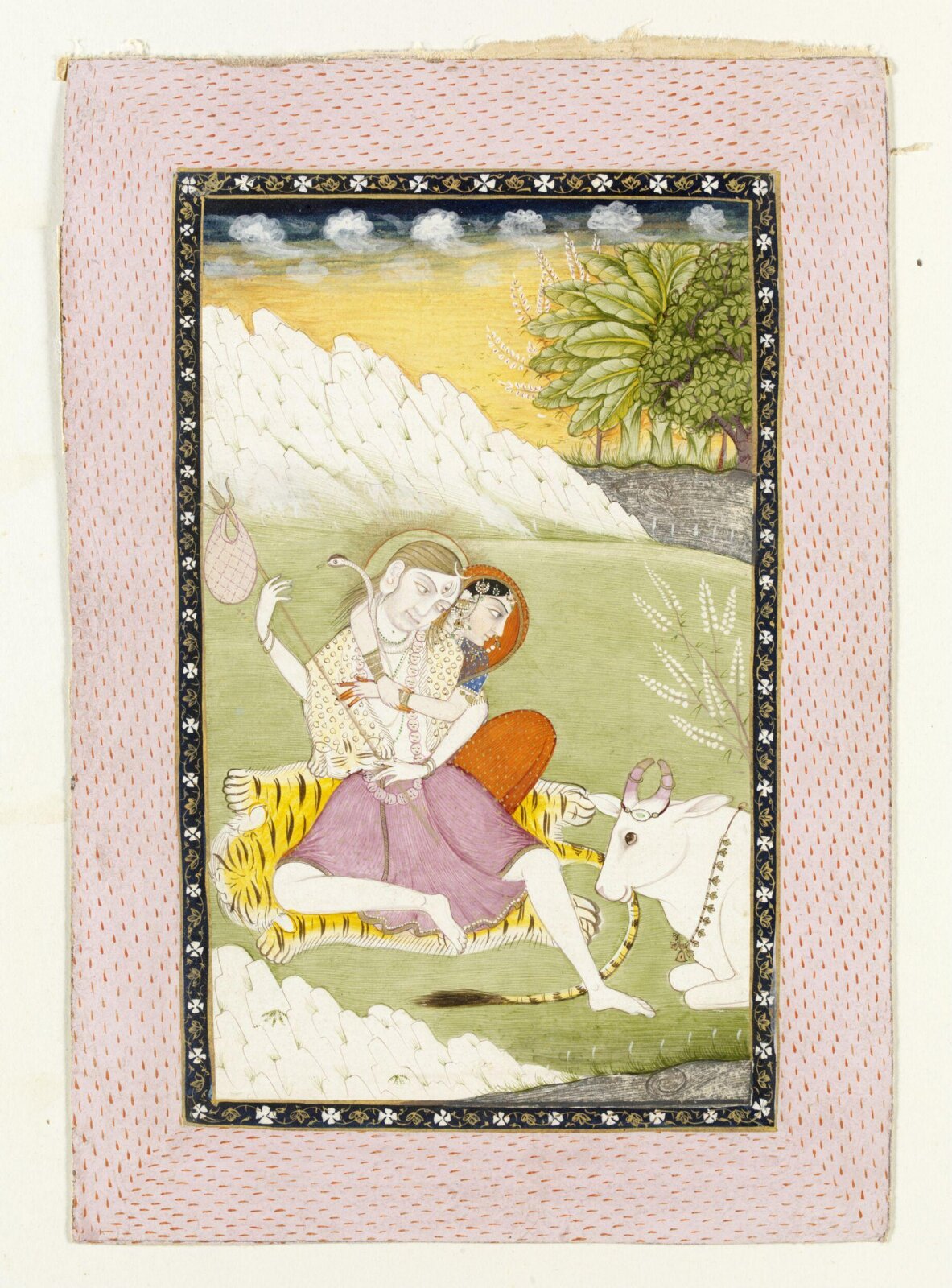 Shiva, Parvati and Nandi, late 19th century
