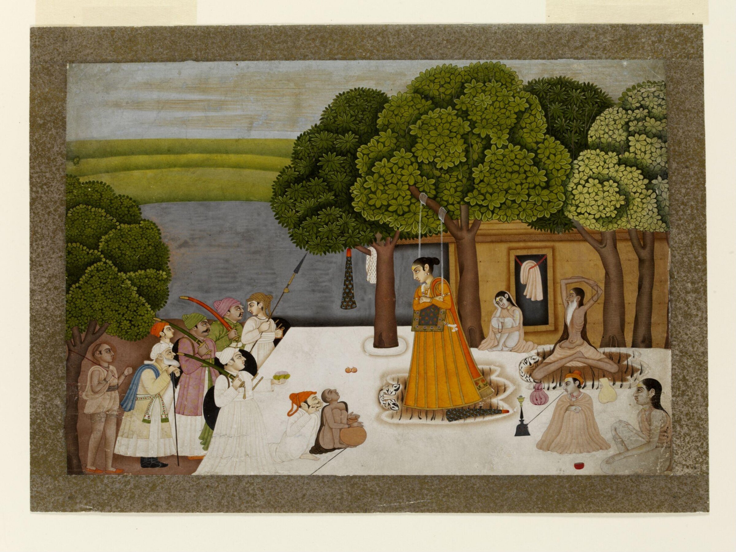 Prince and his attendants visiting an ashram, ca. 1765