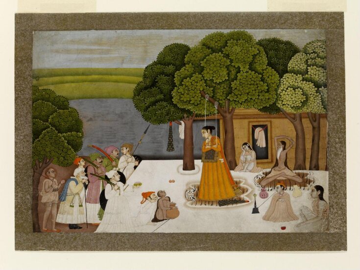 Prince and his attendants visiting an ashram top image