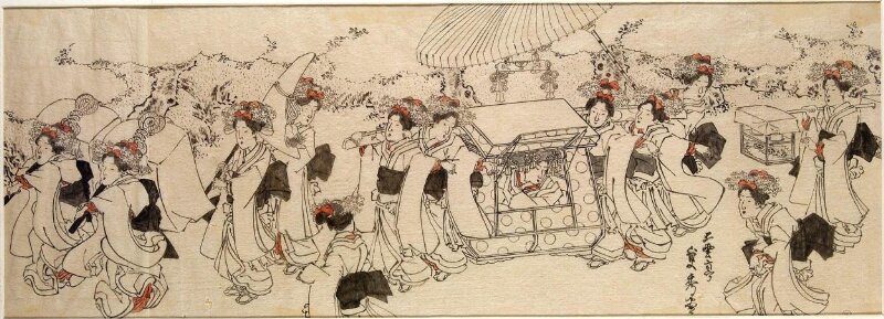 Women in procession with palanquin
