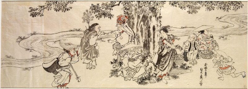 Group resting under tree