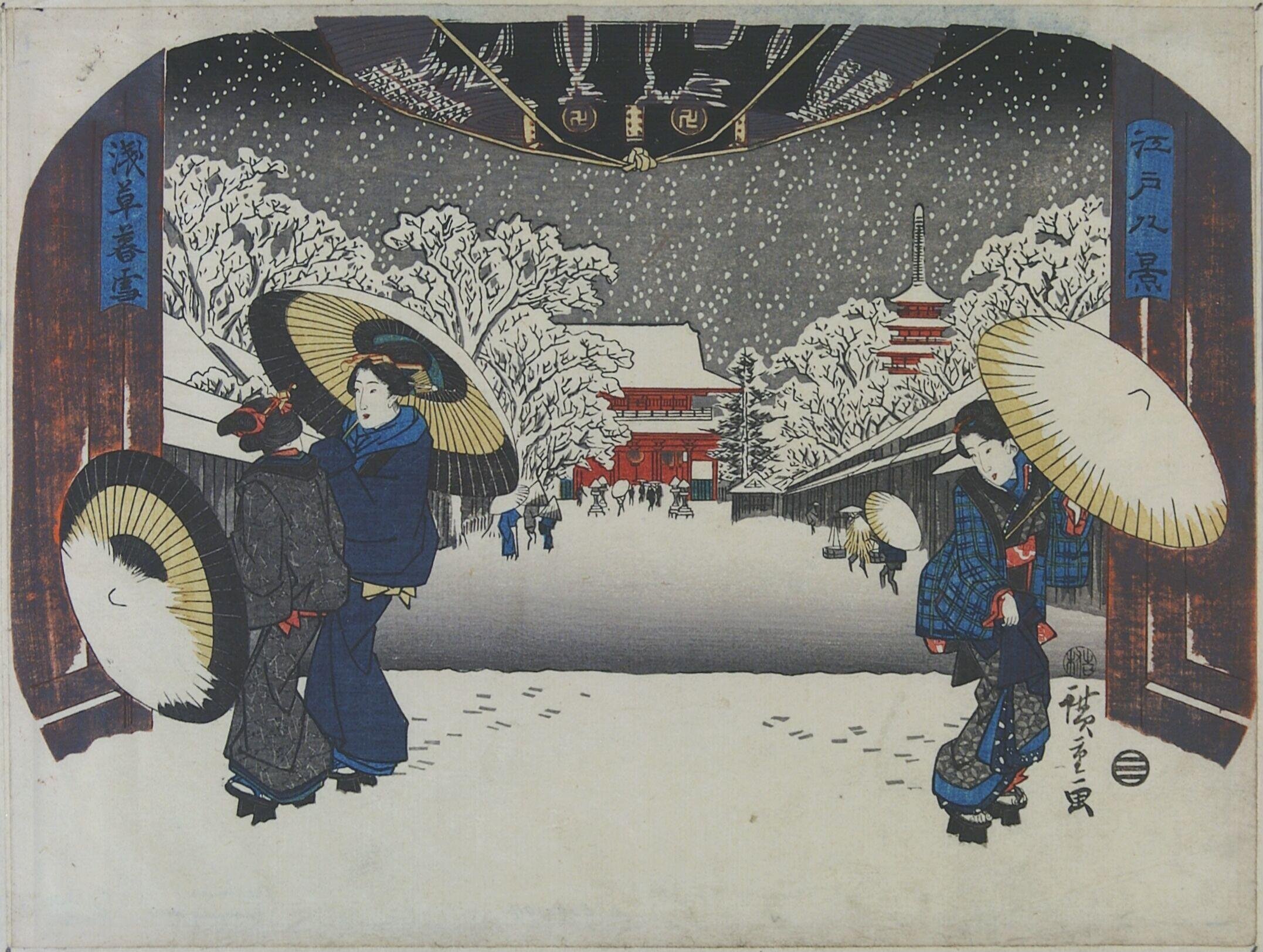 Evening Snow at Asakusa by Utagawa Hiroshige