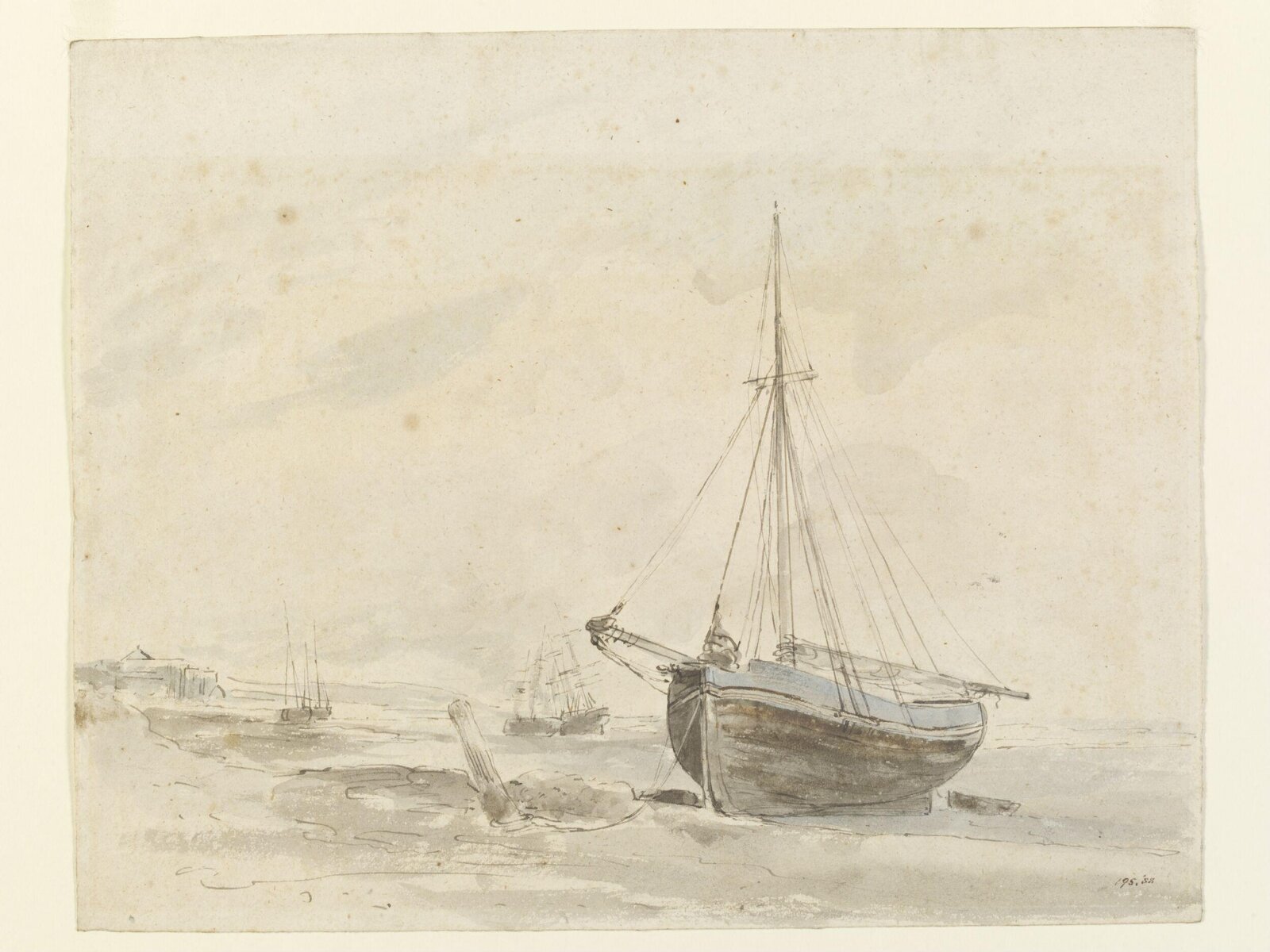 Coast scene with shipping, probably near Brighton, John Constable, ca. 1824