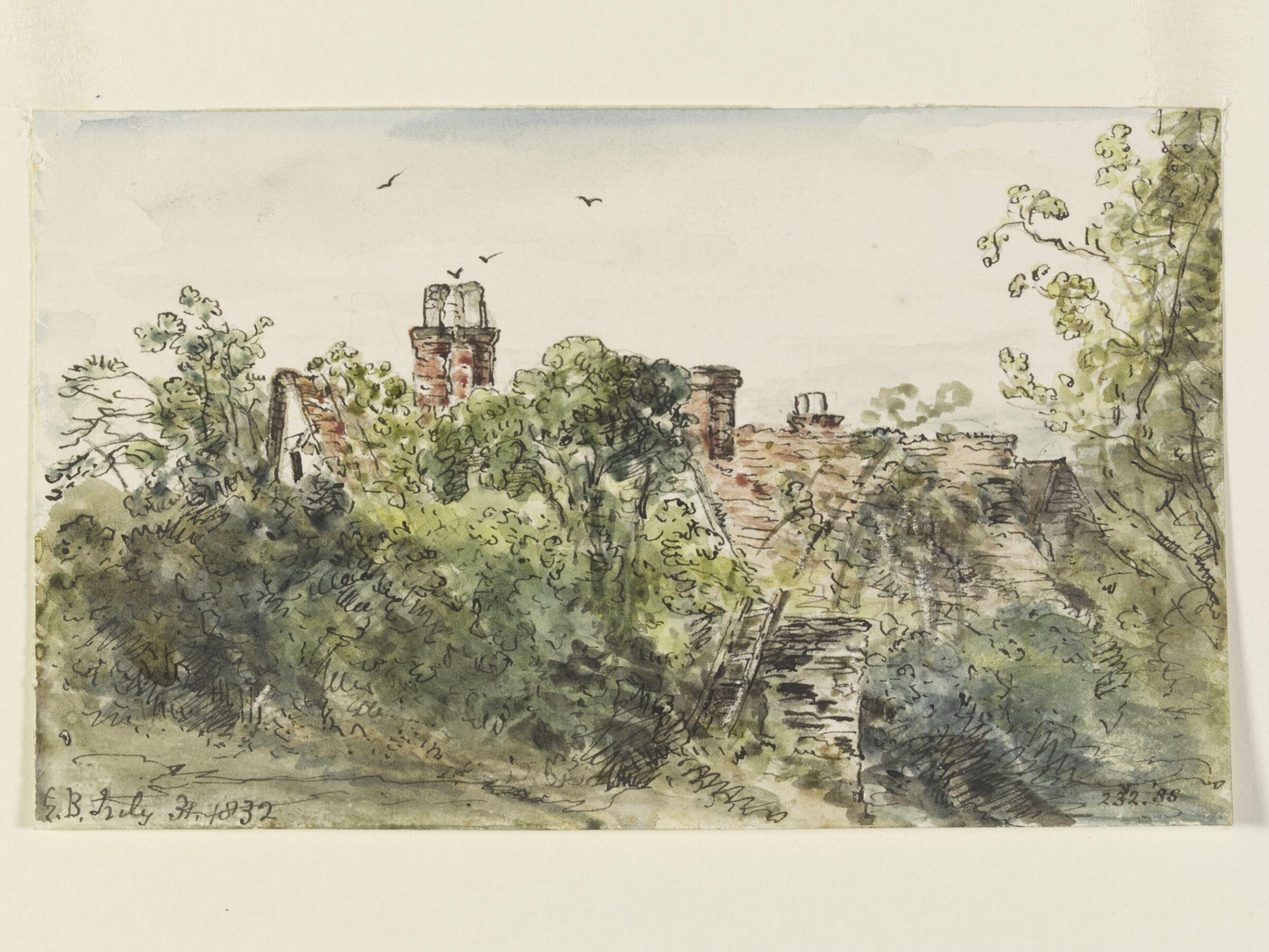Cottages at East Bergholt, John Constable, 31 July, 1832