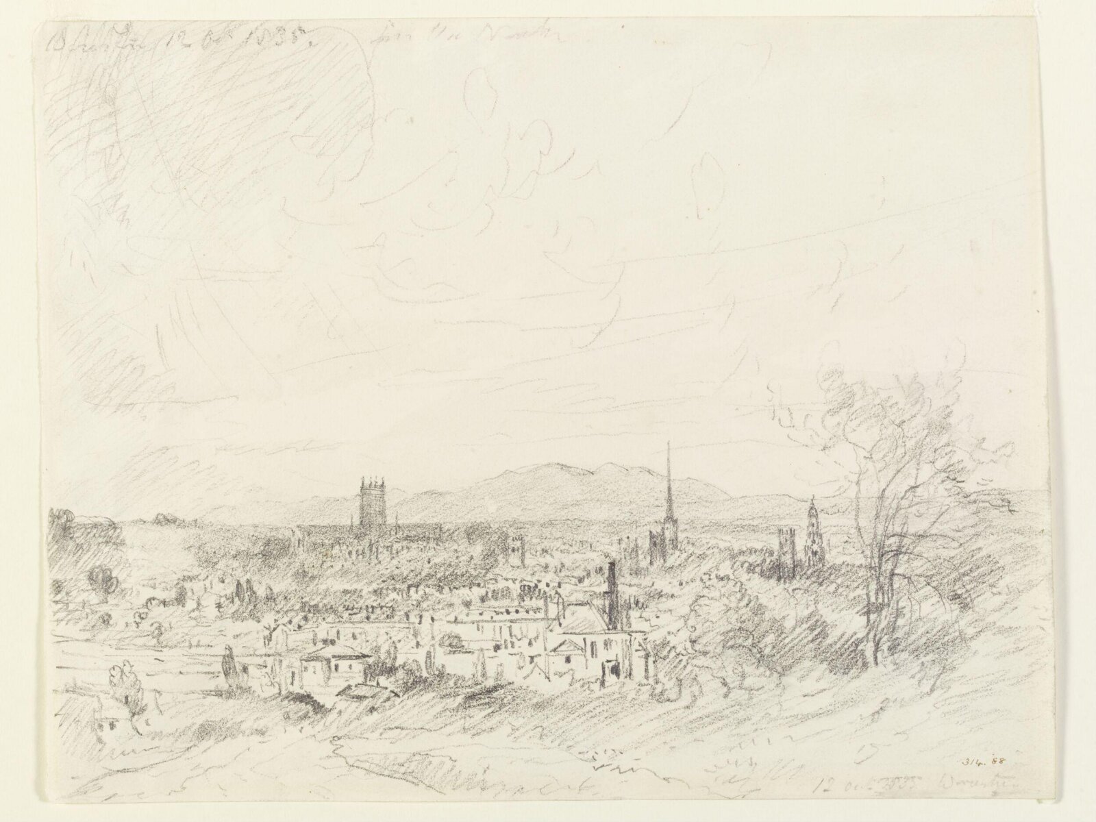 A view of Worcester from the north, John Constable, 12 October, 1835