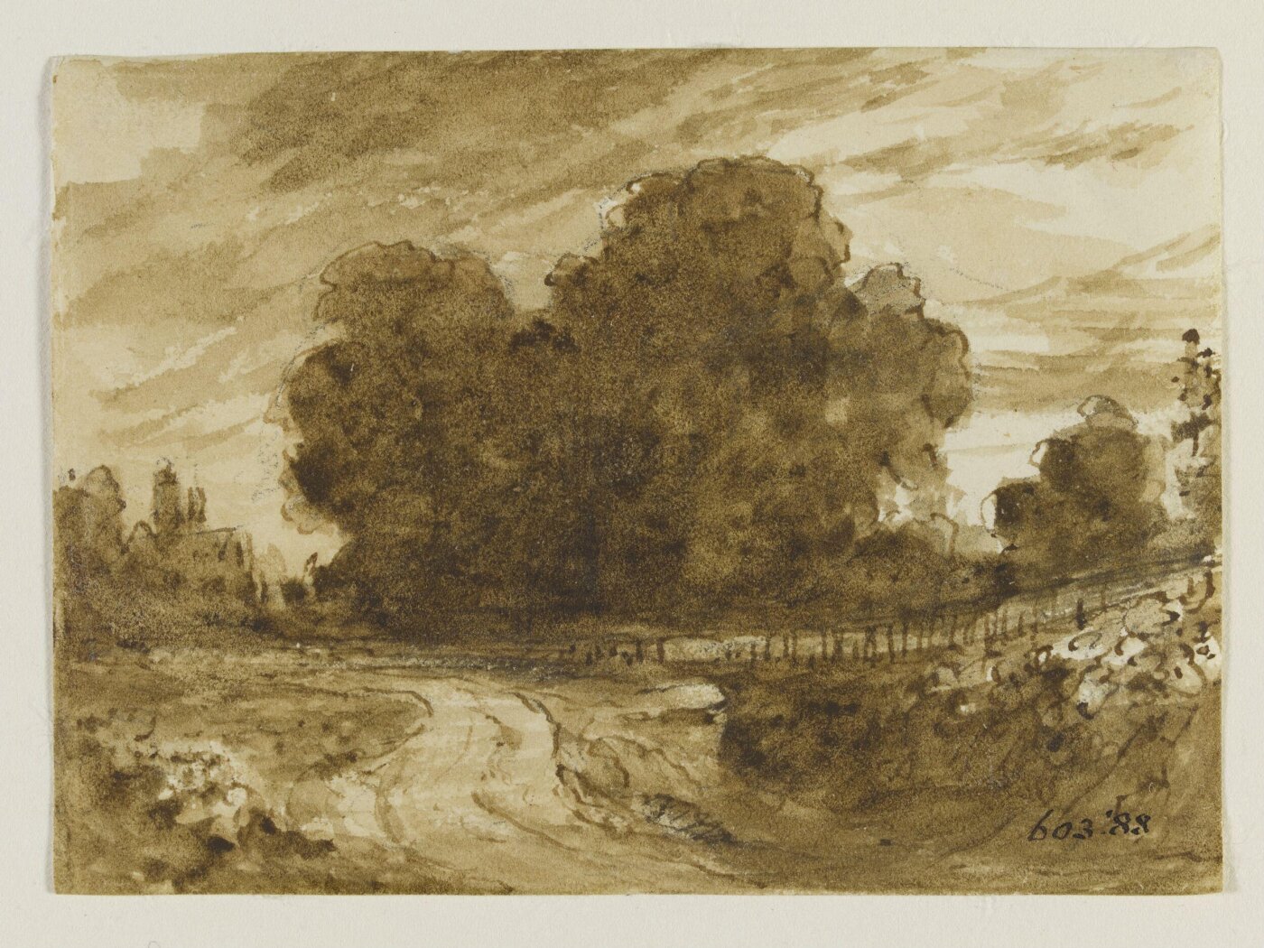 Constable, John (RA), A country road with elm trees