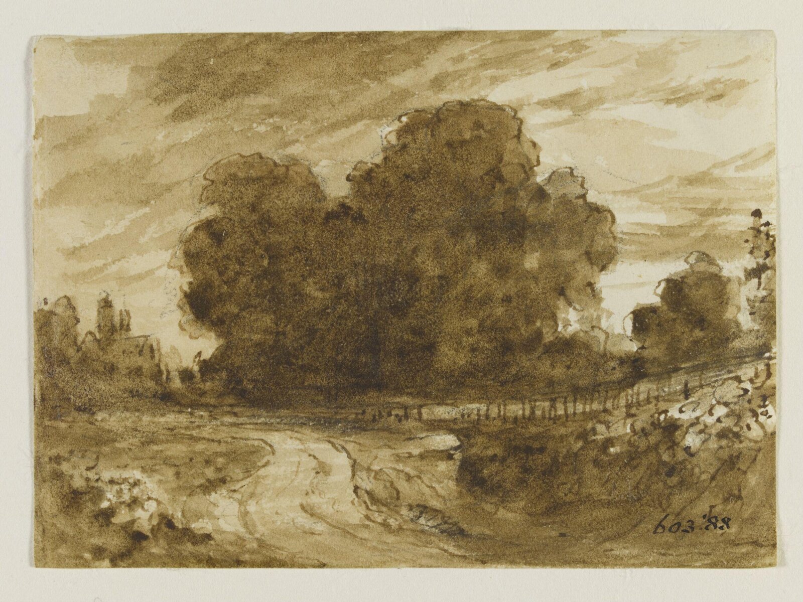 A country road with elm trees, John Constable, ca. 1830-ca. 1836