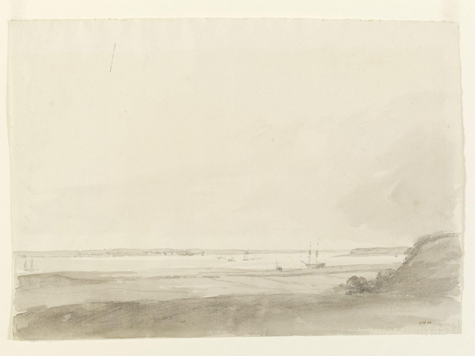 View from the shore over the Thames or the Medway, John Constable, April 1803