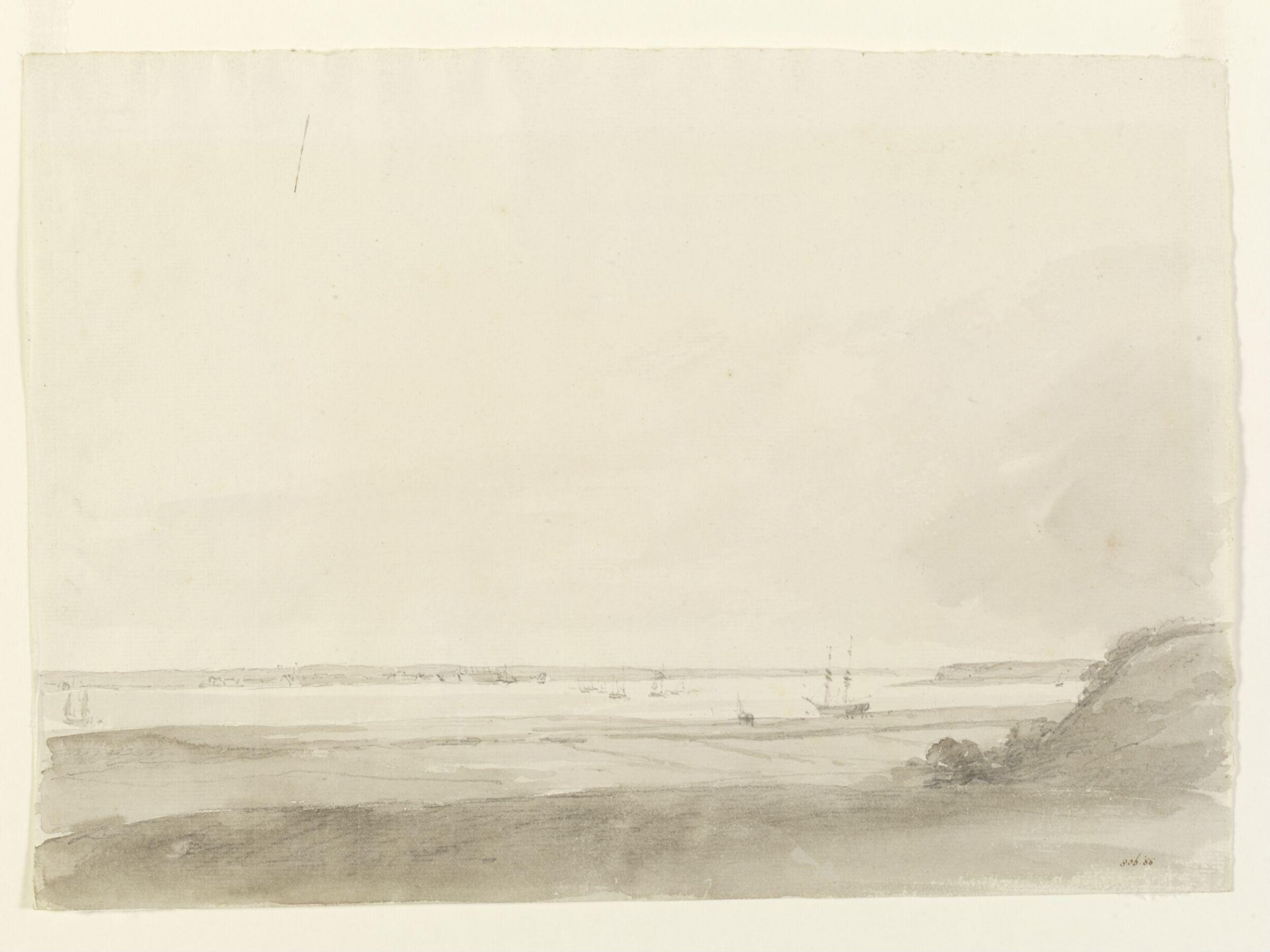 View from the shore over the Thames or the Medway, John Constable, April 1803