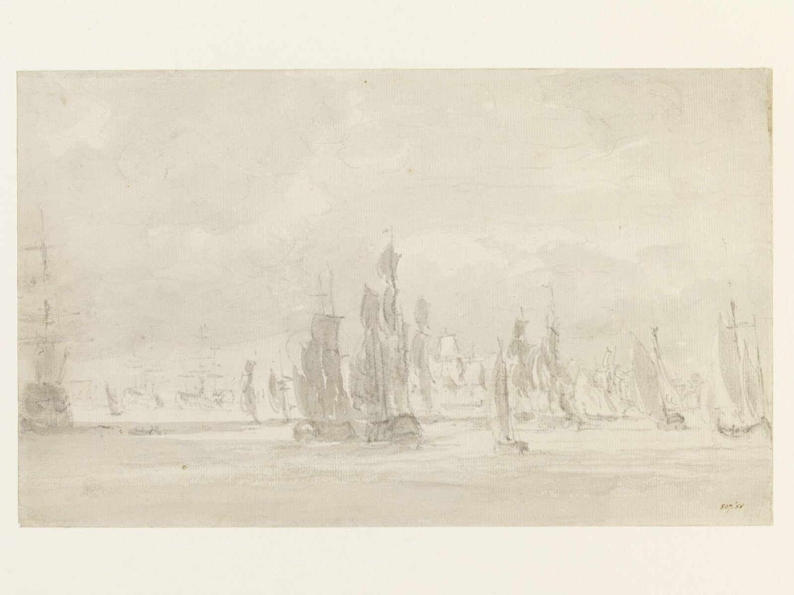 Shipping under a cloudy sky in the Thames, John Constable, April 1803