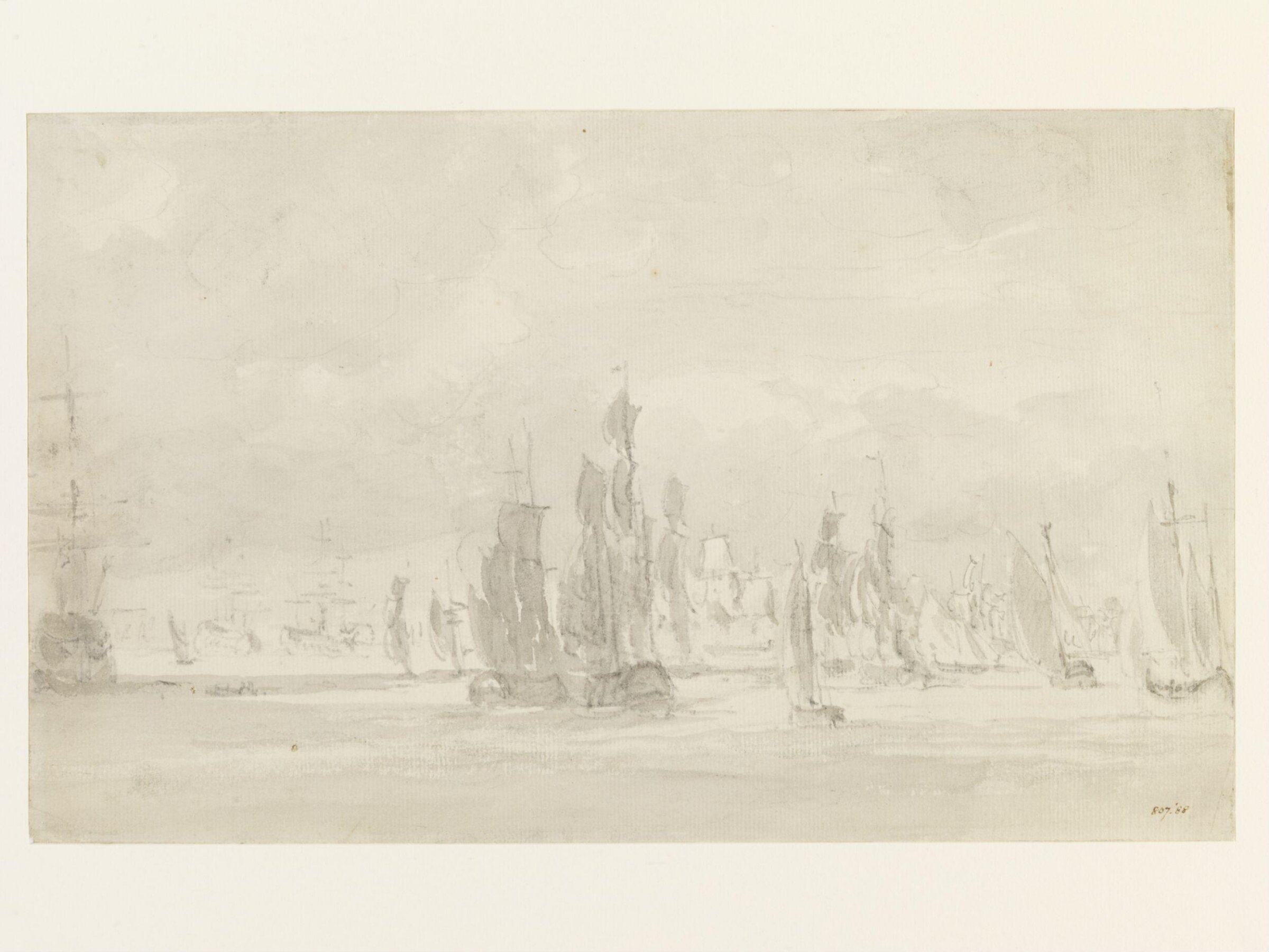 Shipping under a cloudy sky in the Thames, John Constable, April 1803