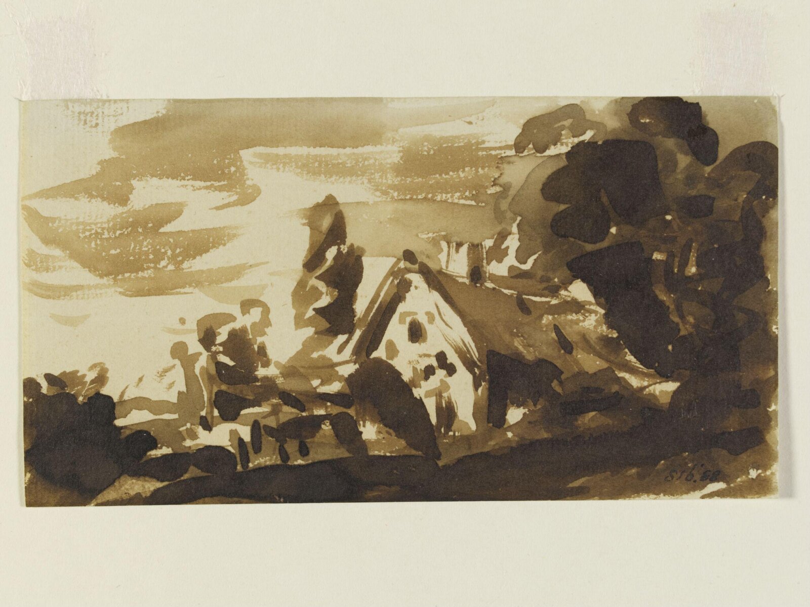 A country cottage amid trees, John Constable, ca. 1830 - 1836