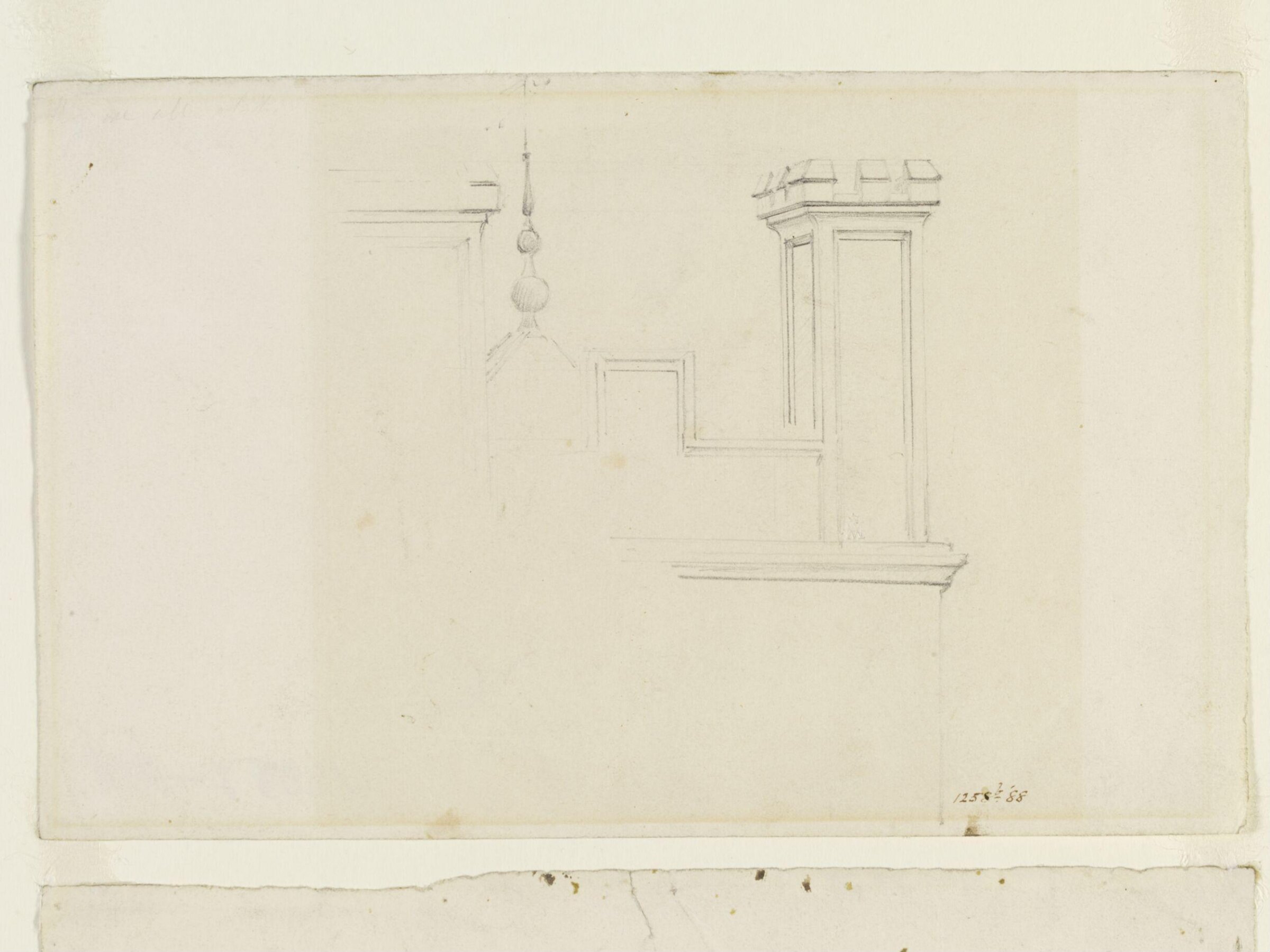 Englefield House: detail of left turret, Constable, possibly August 1832