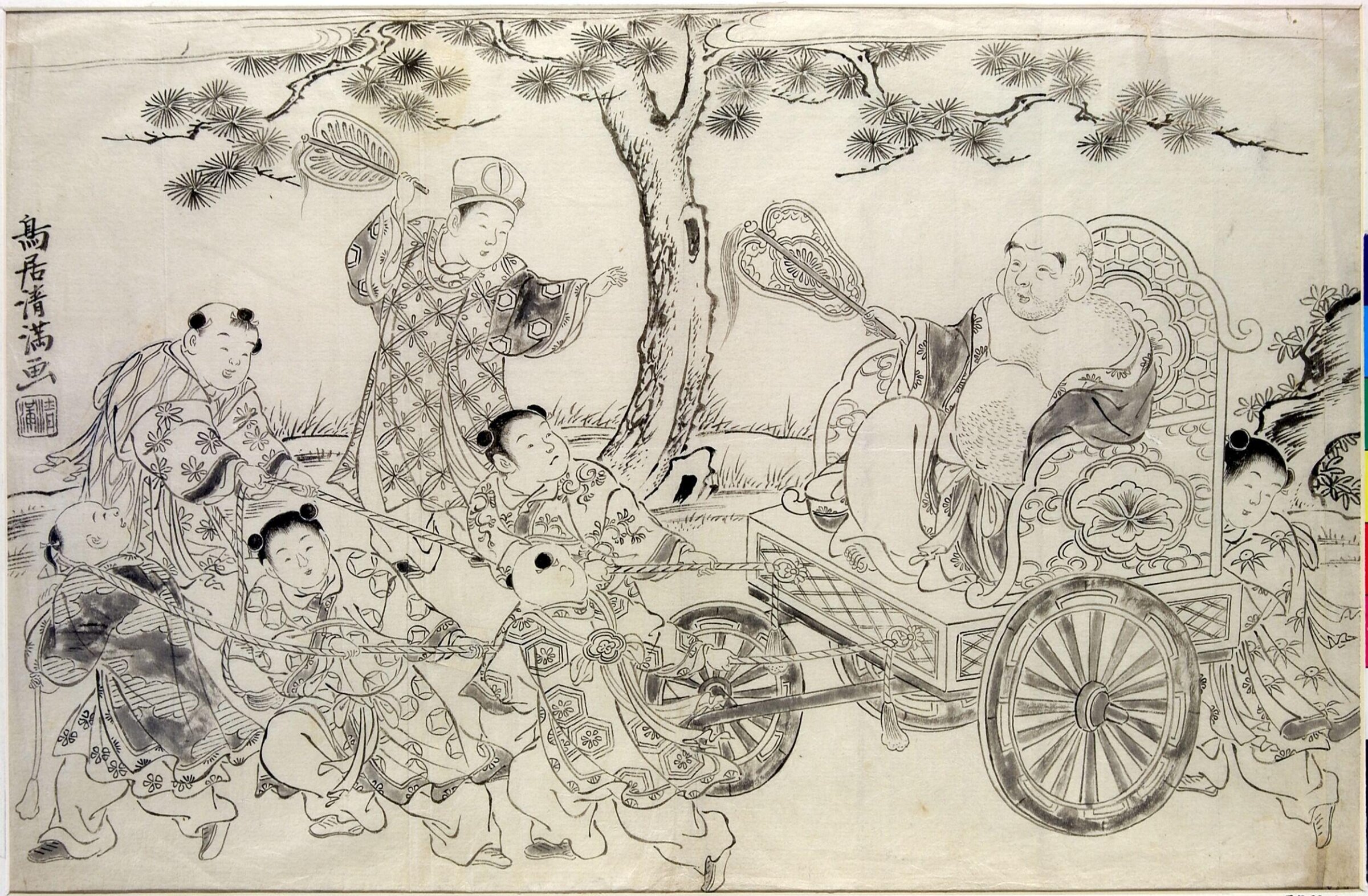 The God Hotei and Chinese Children, Torii Kiyomitsu, ca. 1751-ca. 1764