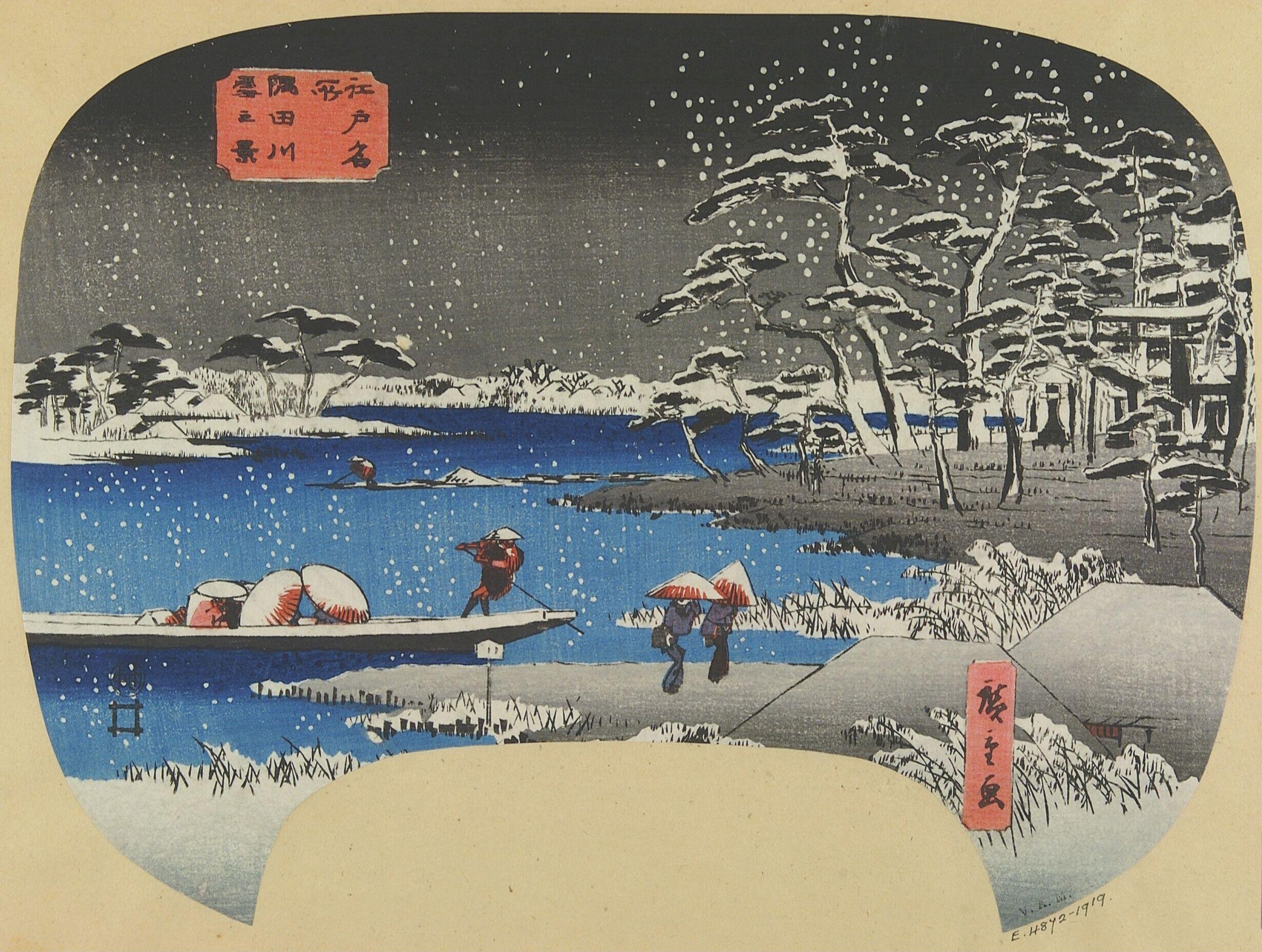 View of the Sumida River in the Snow by Utagawa Hiroshige — Japanese Print, 1843-1847