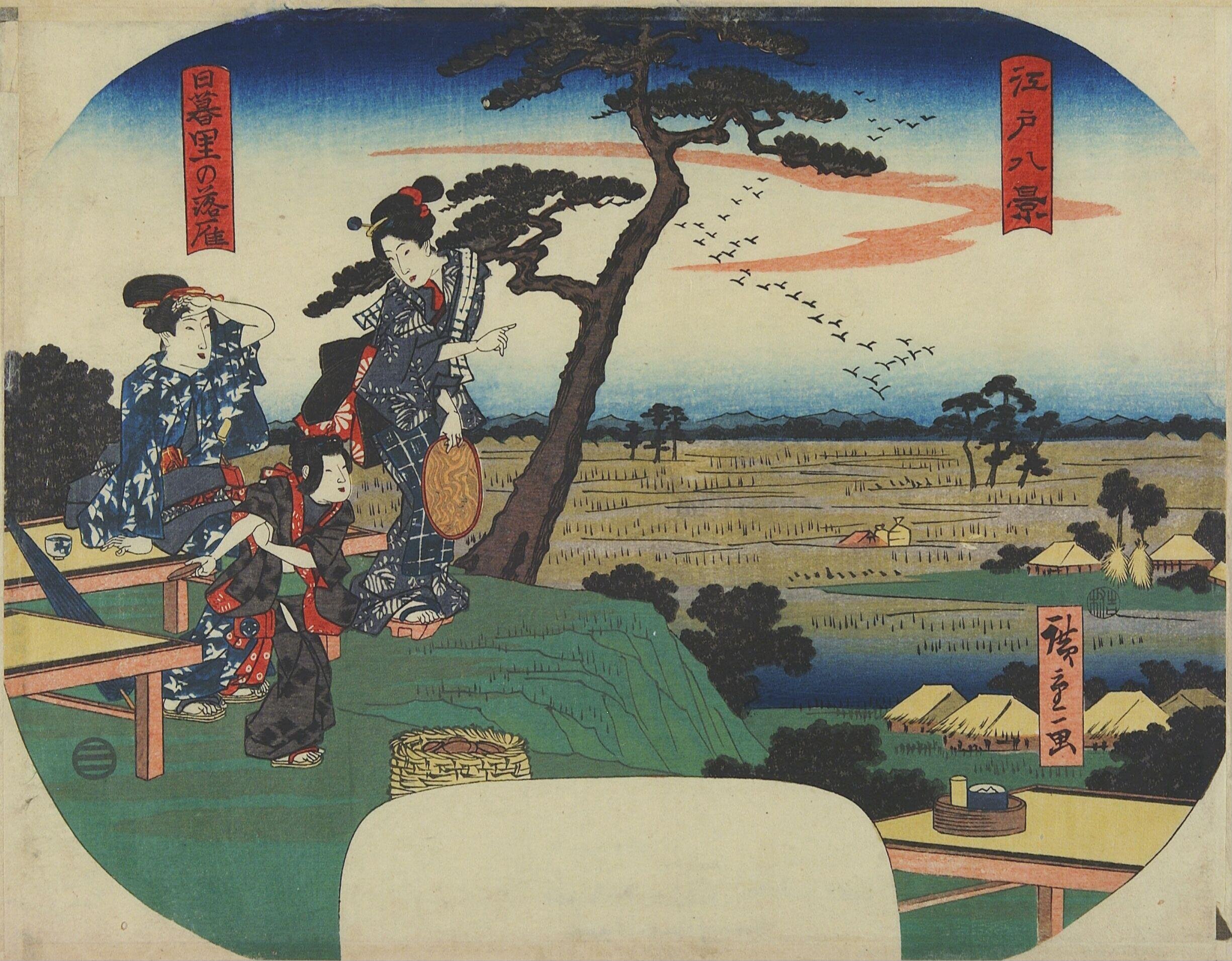 Descending Geese at Nippori by Utagawa Hiroshige