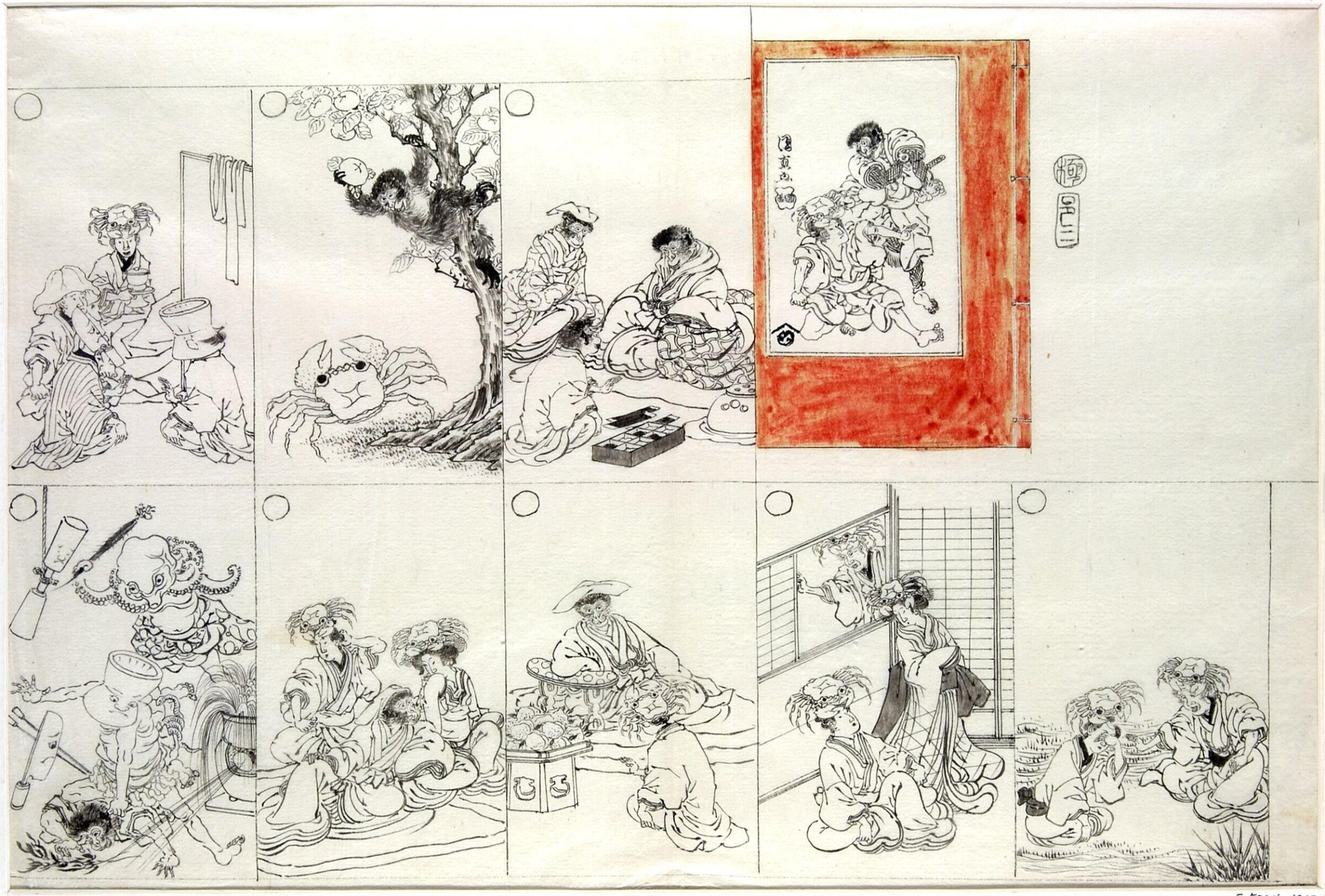 Battle of the Monkey and the Crab, Utagawa Kuninao, ca. 1812