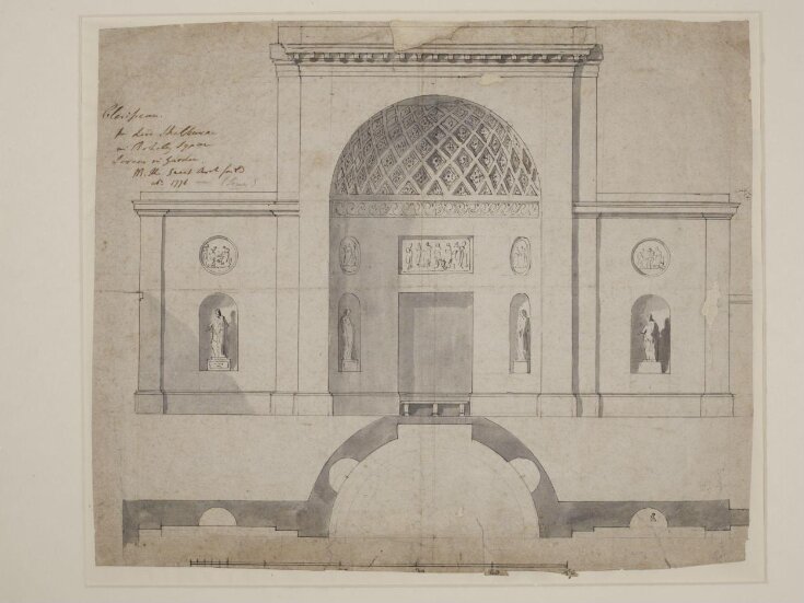 Plan and elevation of garden alcove and screen wall at Lansdowne House, Berkeley Square top image