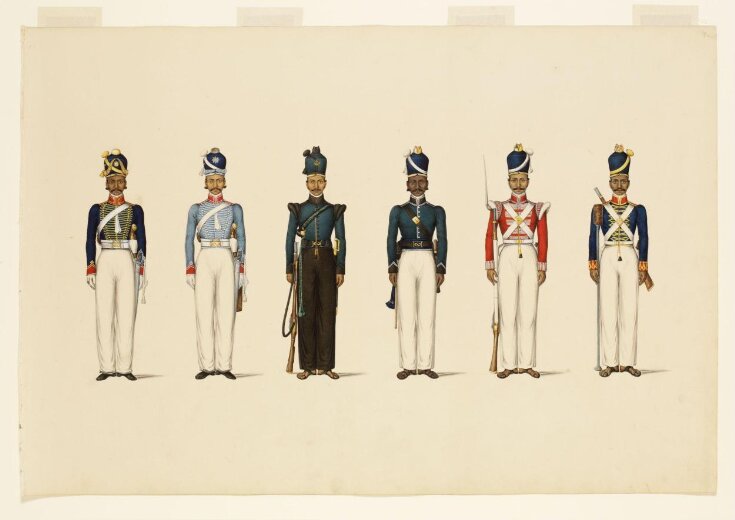 Six figures depicting military uniforms top image