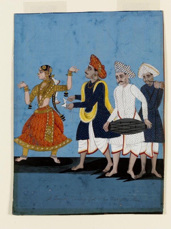 A dancing- girl with three musicians