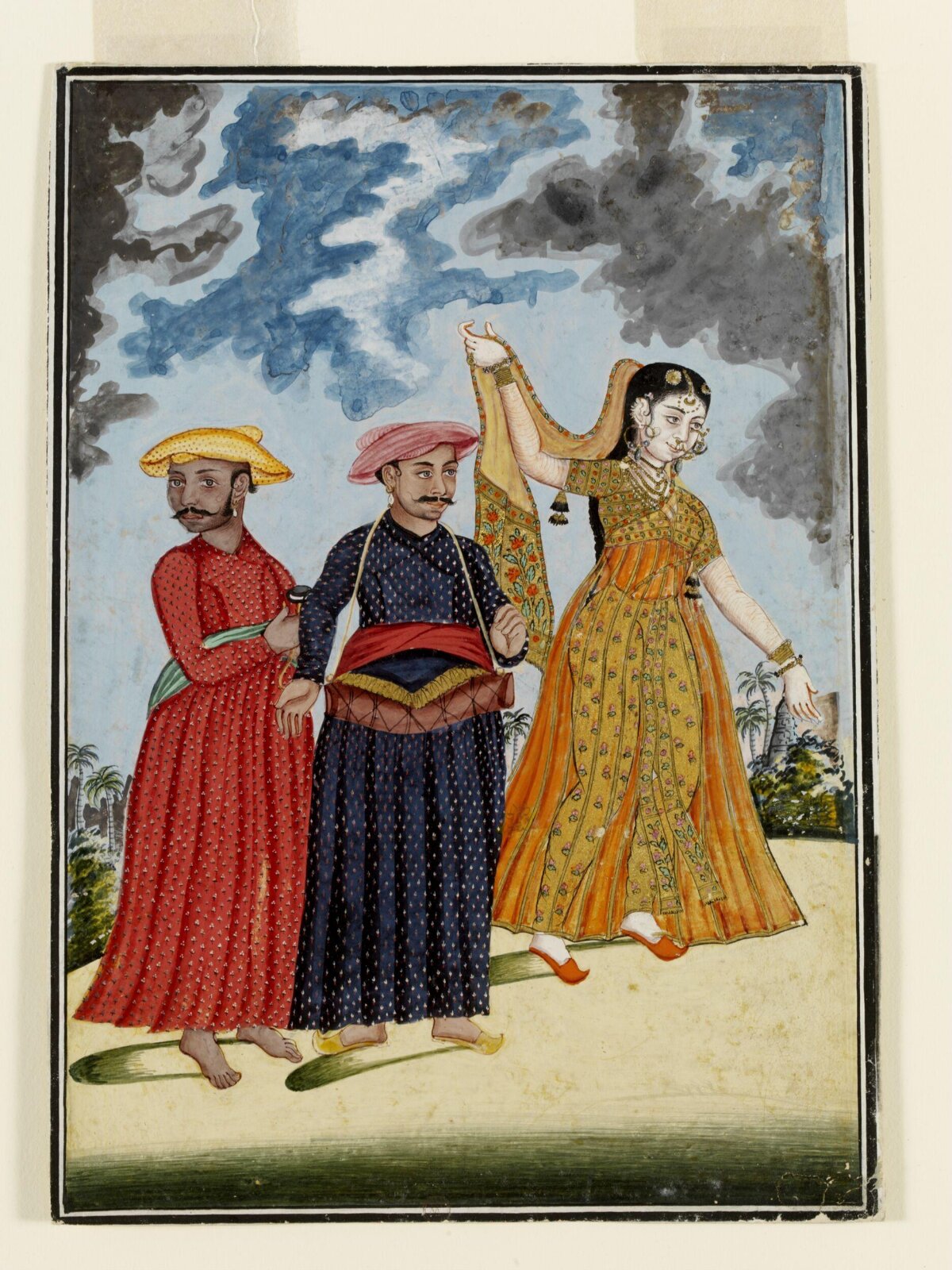 A dancing-gril with two musicians, ca. 1822