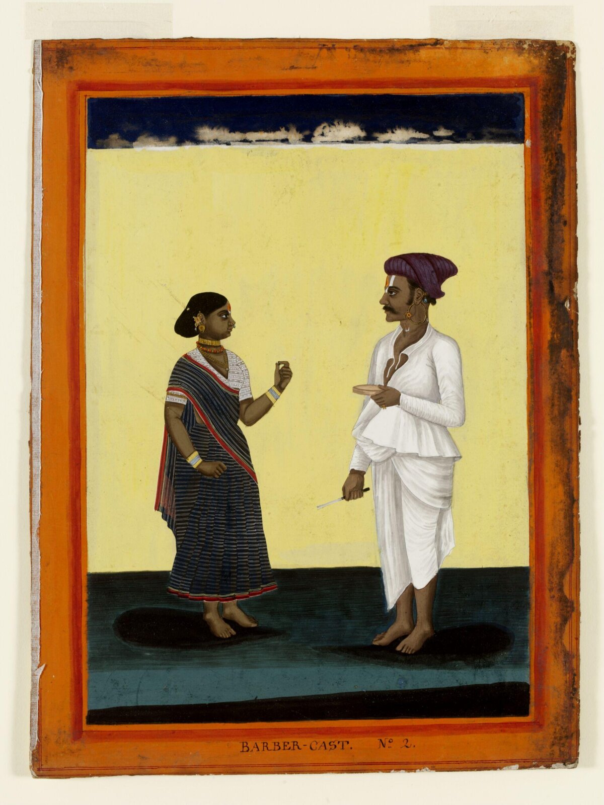 A Barber holding a razor, ca. 1770