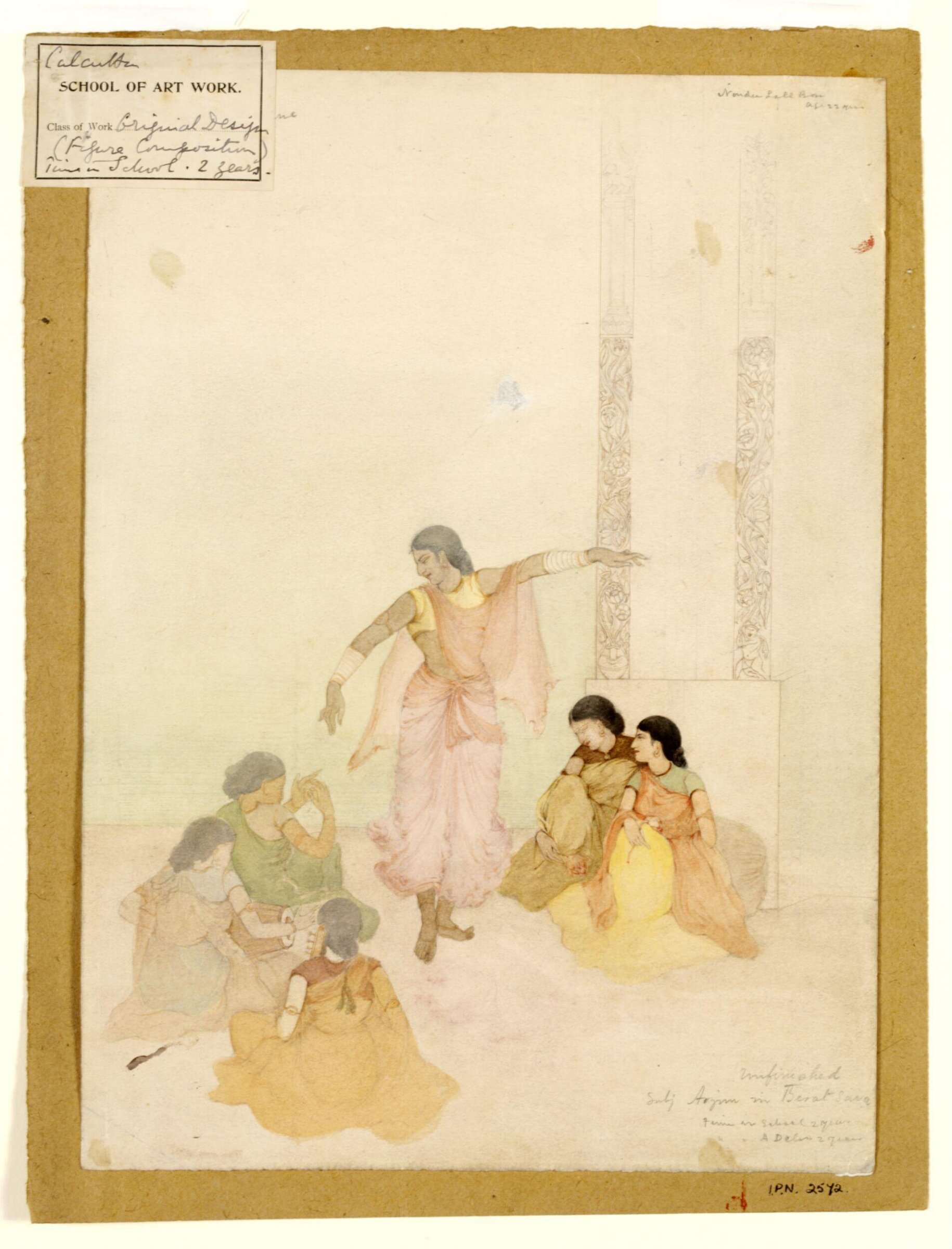 Arjuna in Virata Sabha, Nandalal Bose, ca. 1905