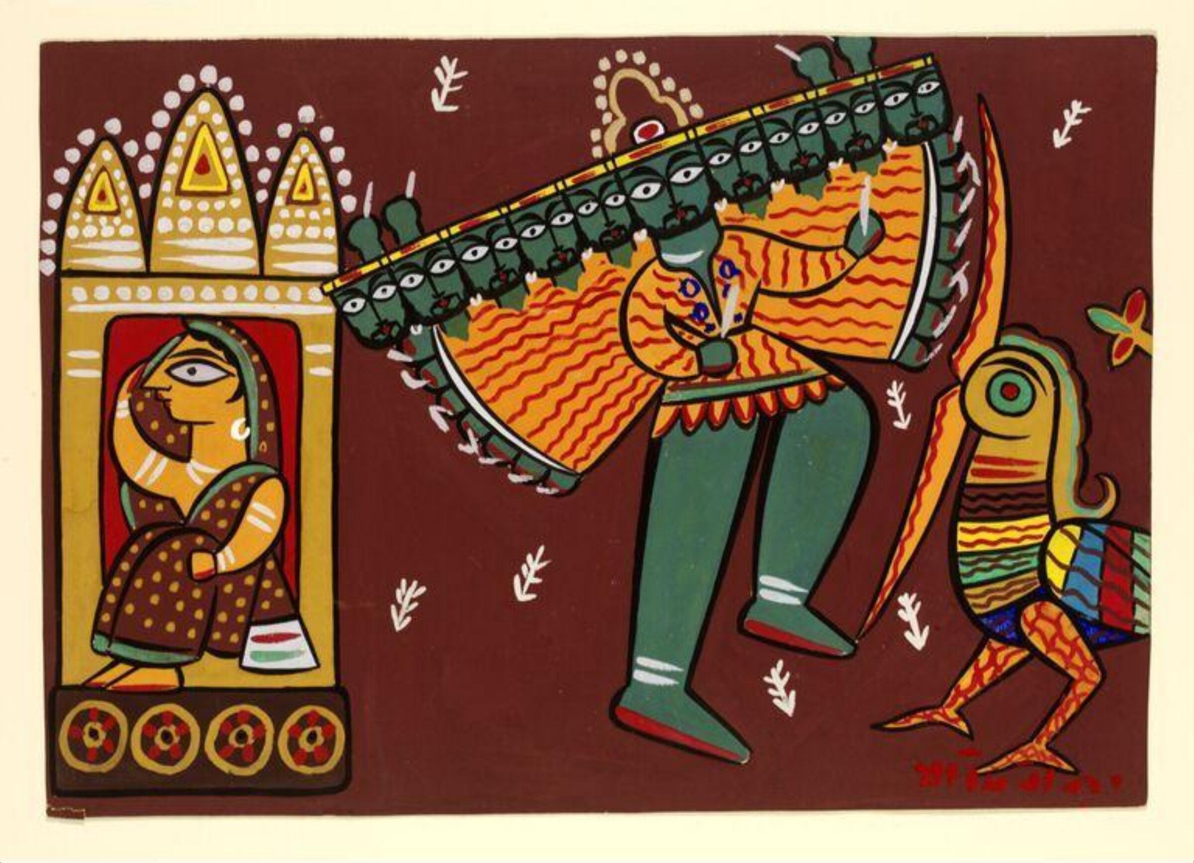 Jatayu, Sita and Ravana, Jamini Roy, ca. 1940 - ca. 1944
