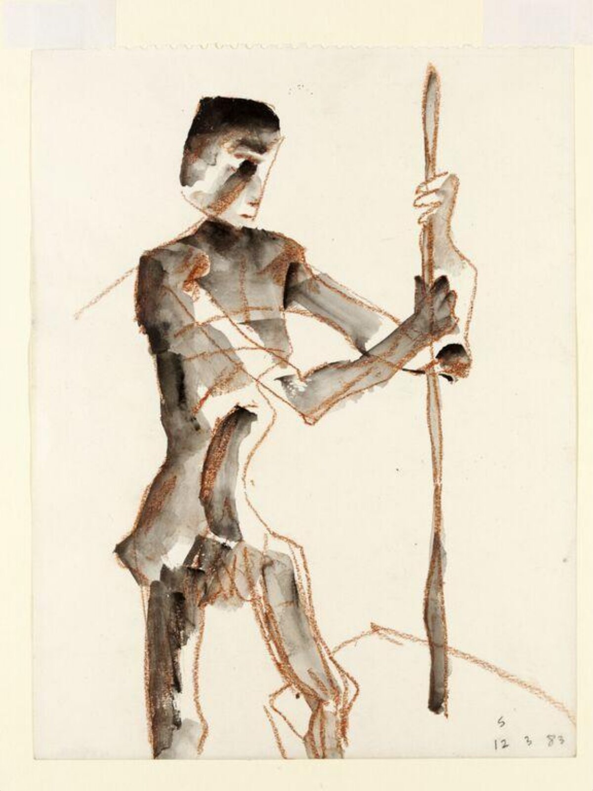 Standing Tribesman with a Spear, Somnath Hore, 1983
