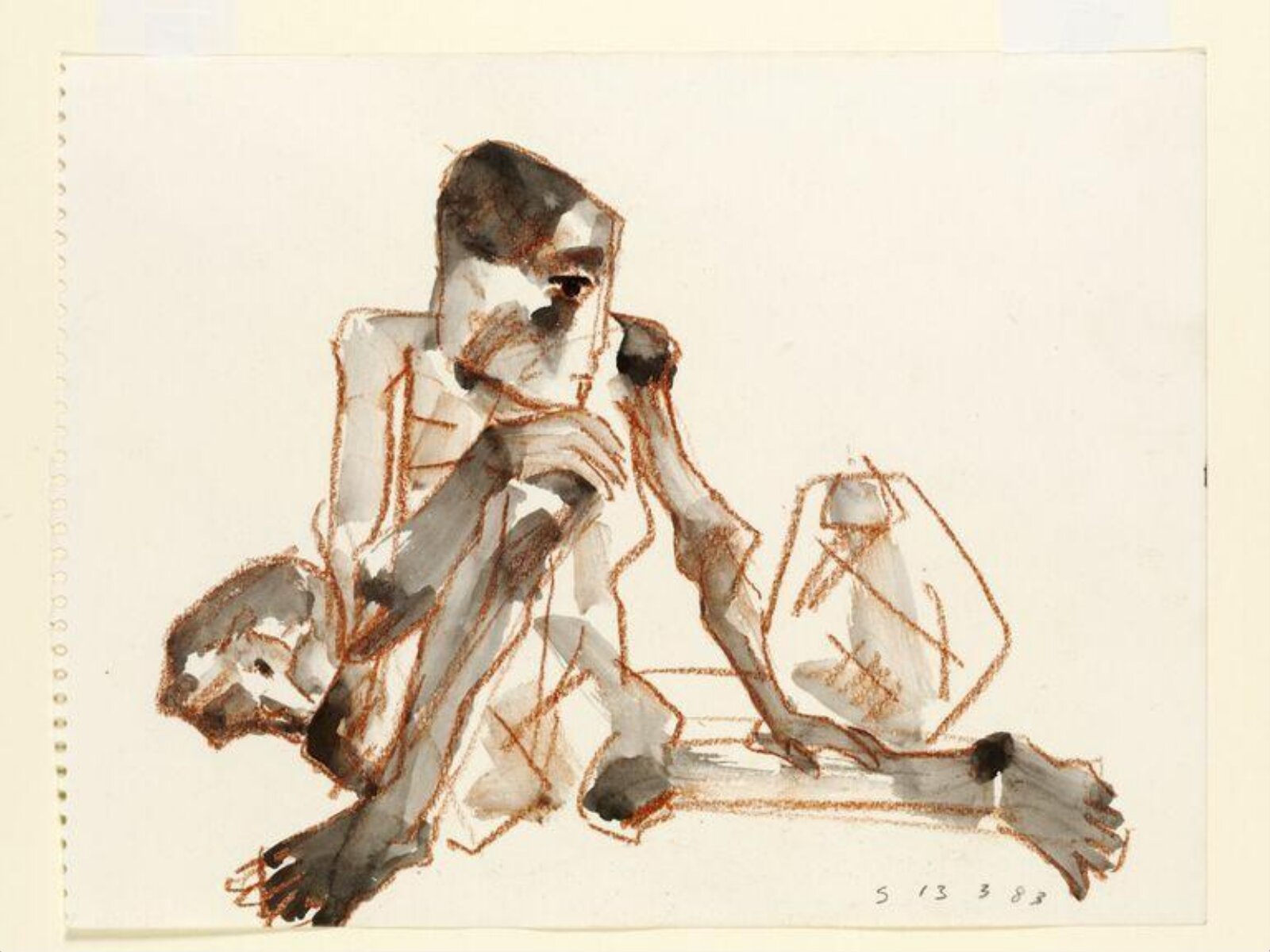 Seated Tribesman among Rocks, Somnath Hore, 13 March 1983